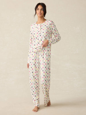 Cloud Henley Pajama Pant Set - Sun Valley Palms