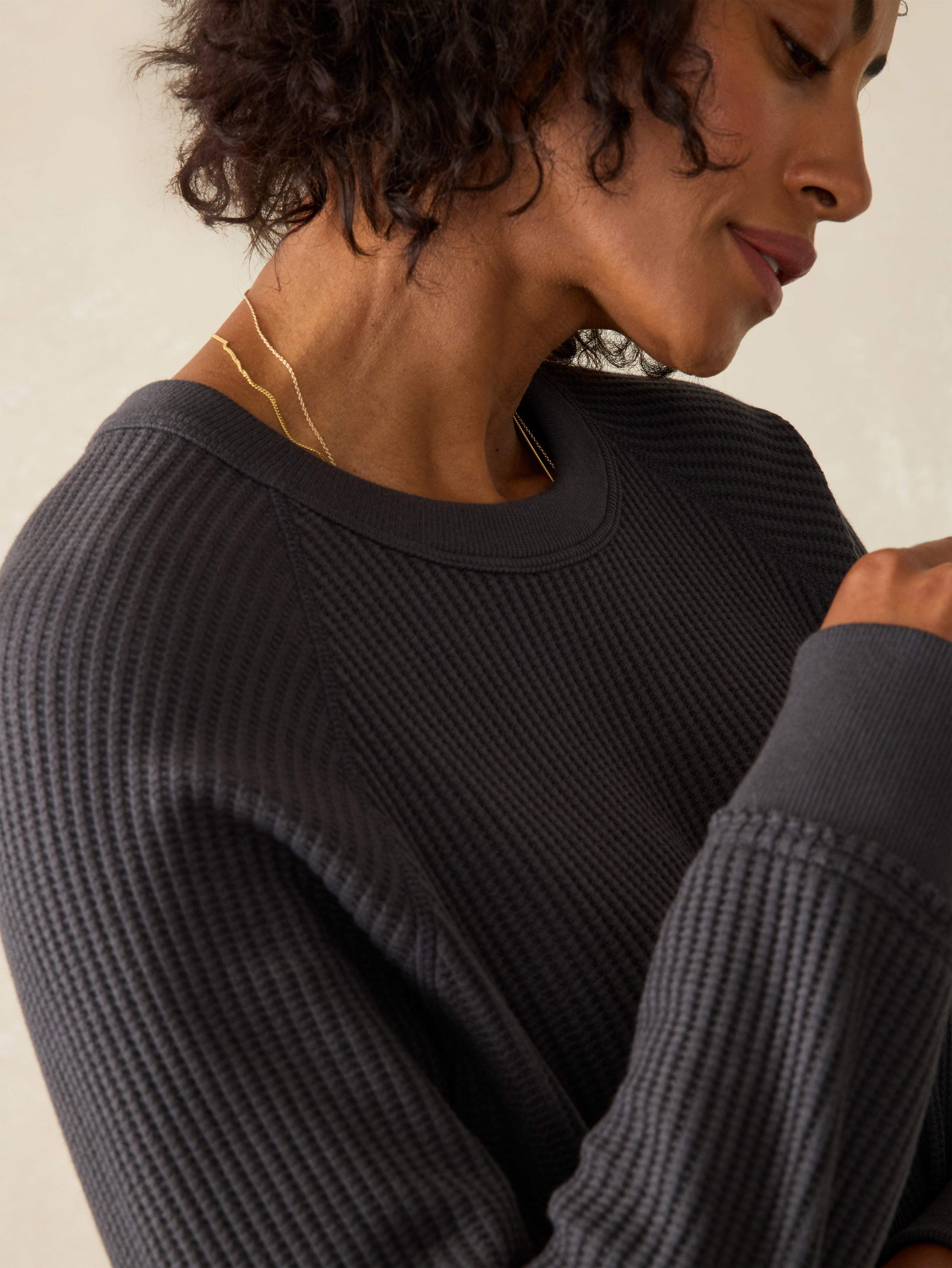 Legend™ Waffle Layering Crew - Black | Faherty Brand