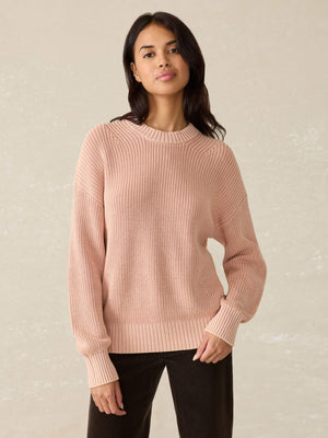 Sunwashed Cotton Fisherman Sweater - Mahogany Rose