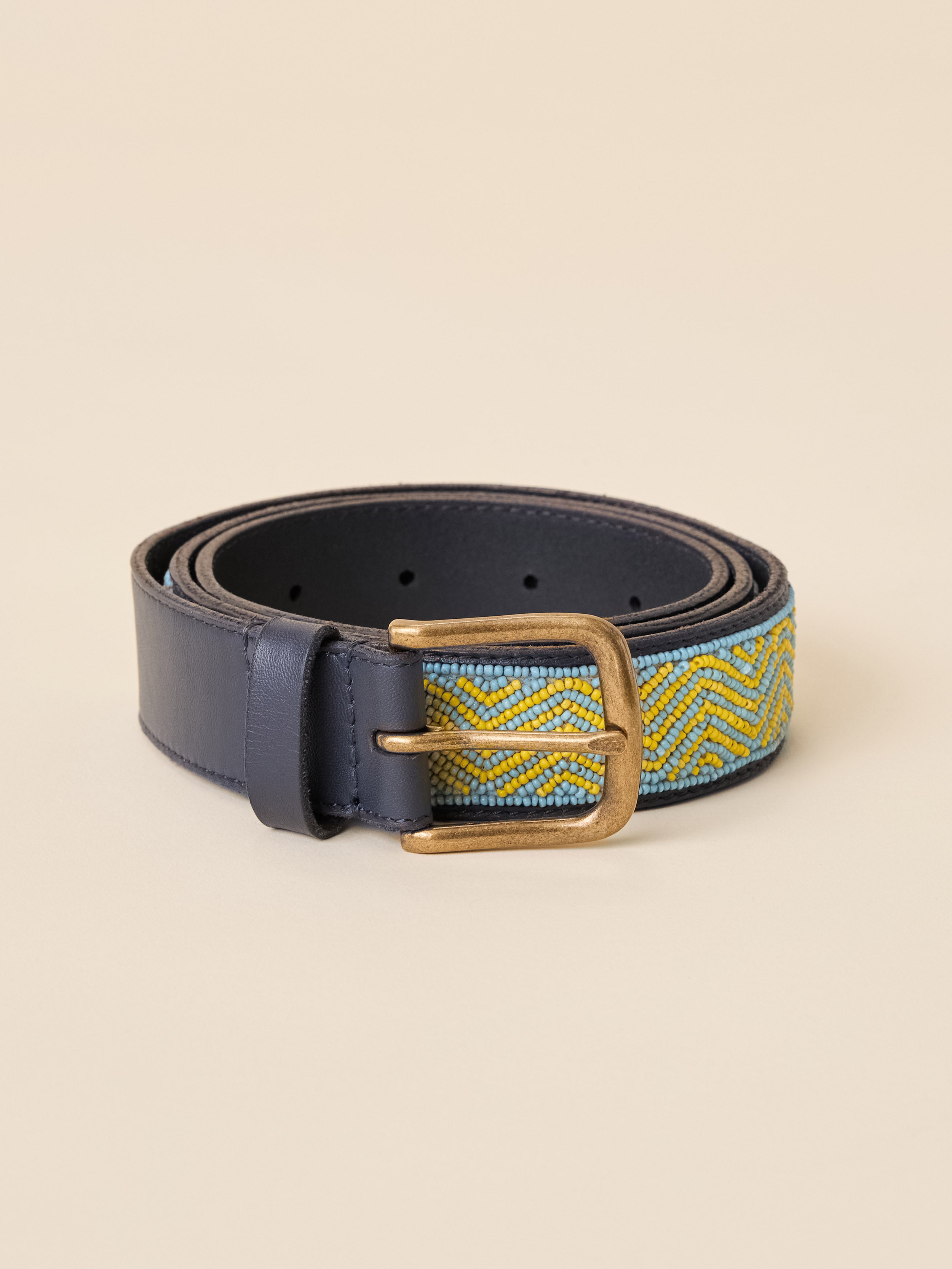 Coastal Beaded Belt - Navy