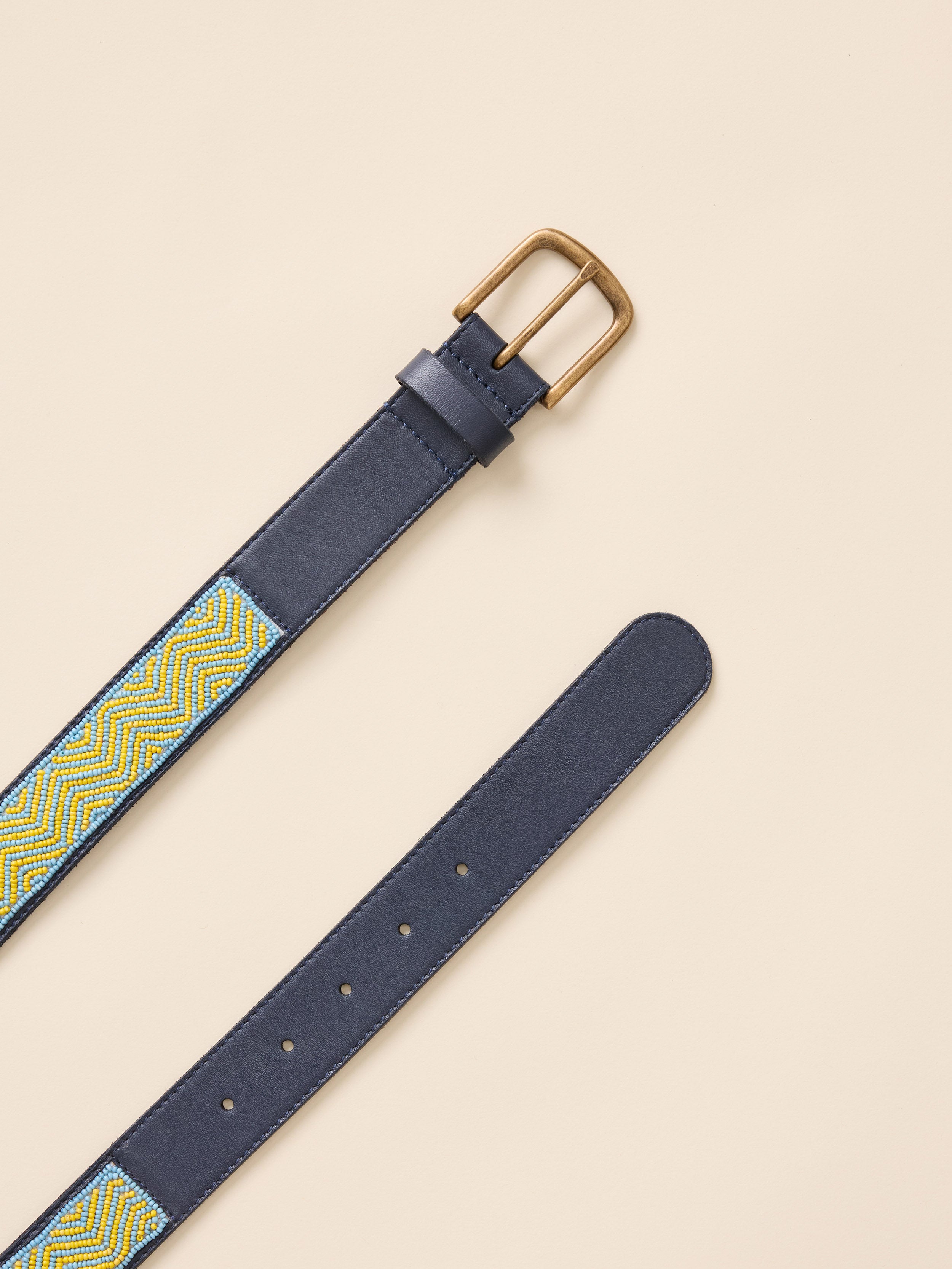 Coastal Beaded Belt - Navy