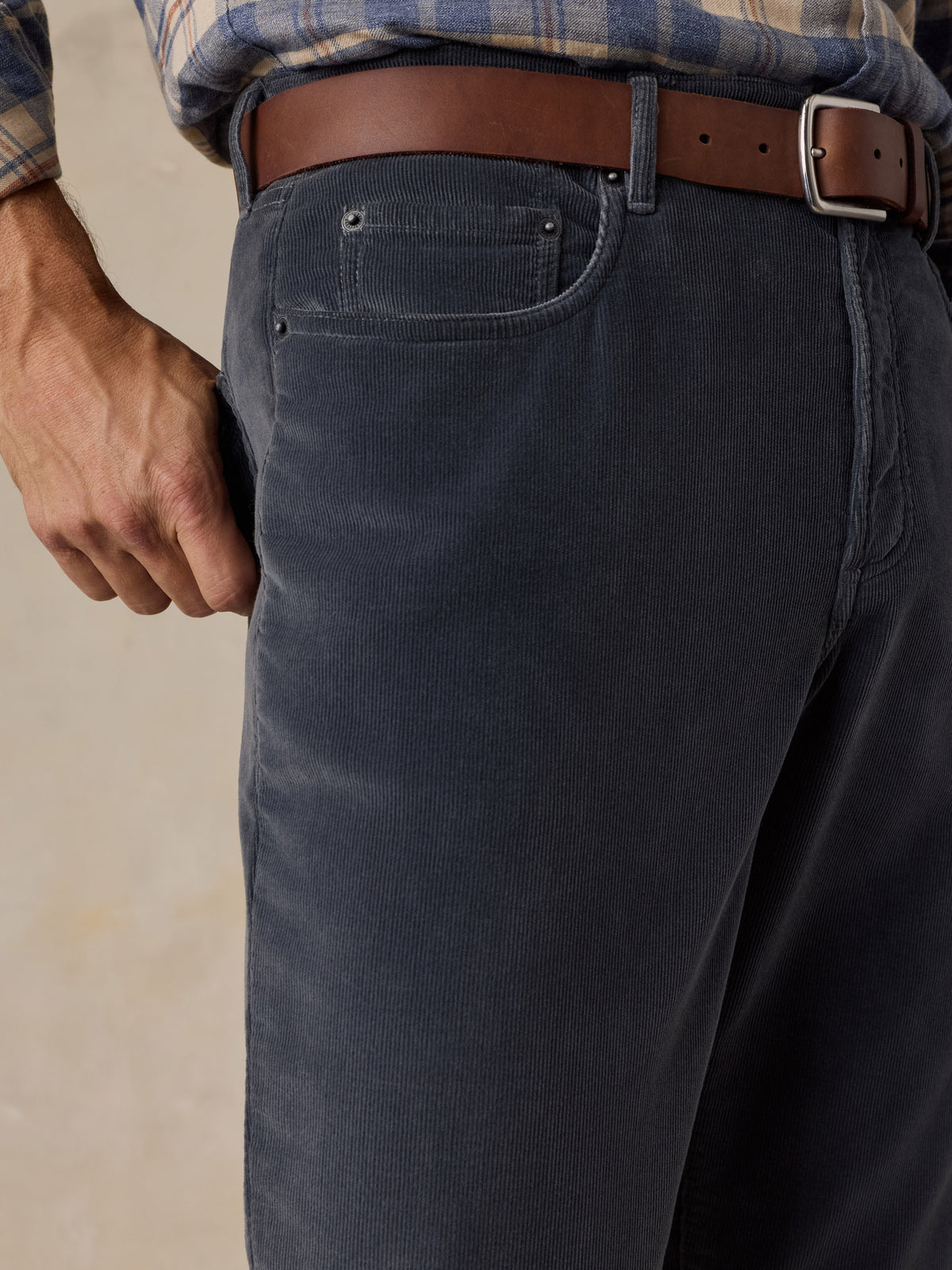 Stretch Terry Corduroy 5-Pocket Pant - Steel River, image 4 of 5