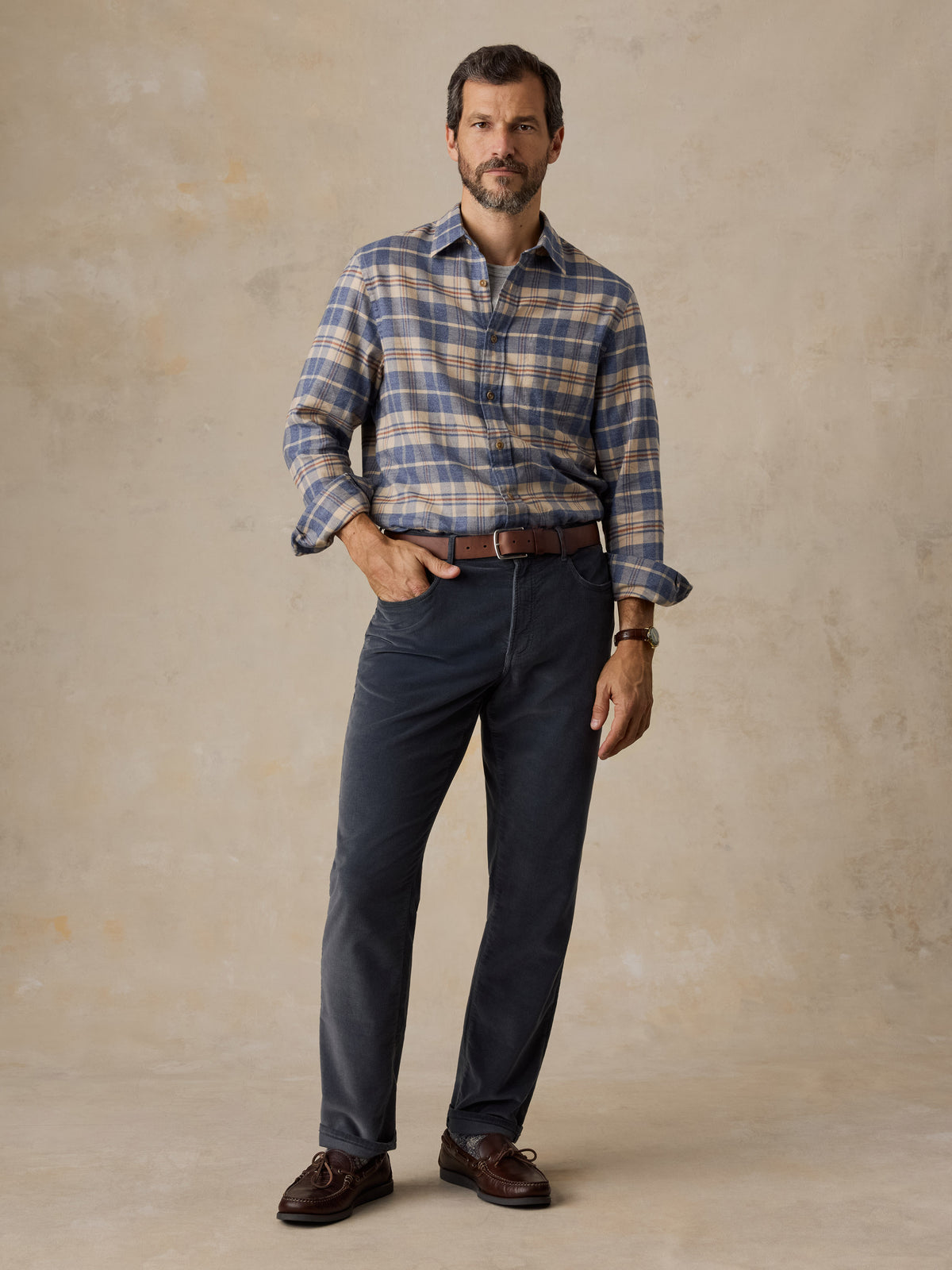Stretch Terry Corduroy 5-Pocket Pant - Steel River, image 1 of 5