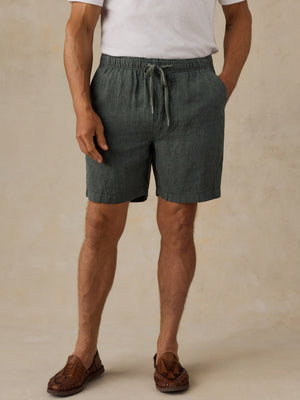Essential Linen Short (6.5") - Island Spruce Pincheck