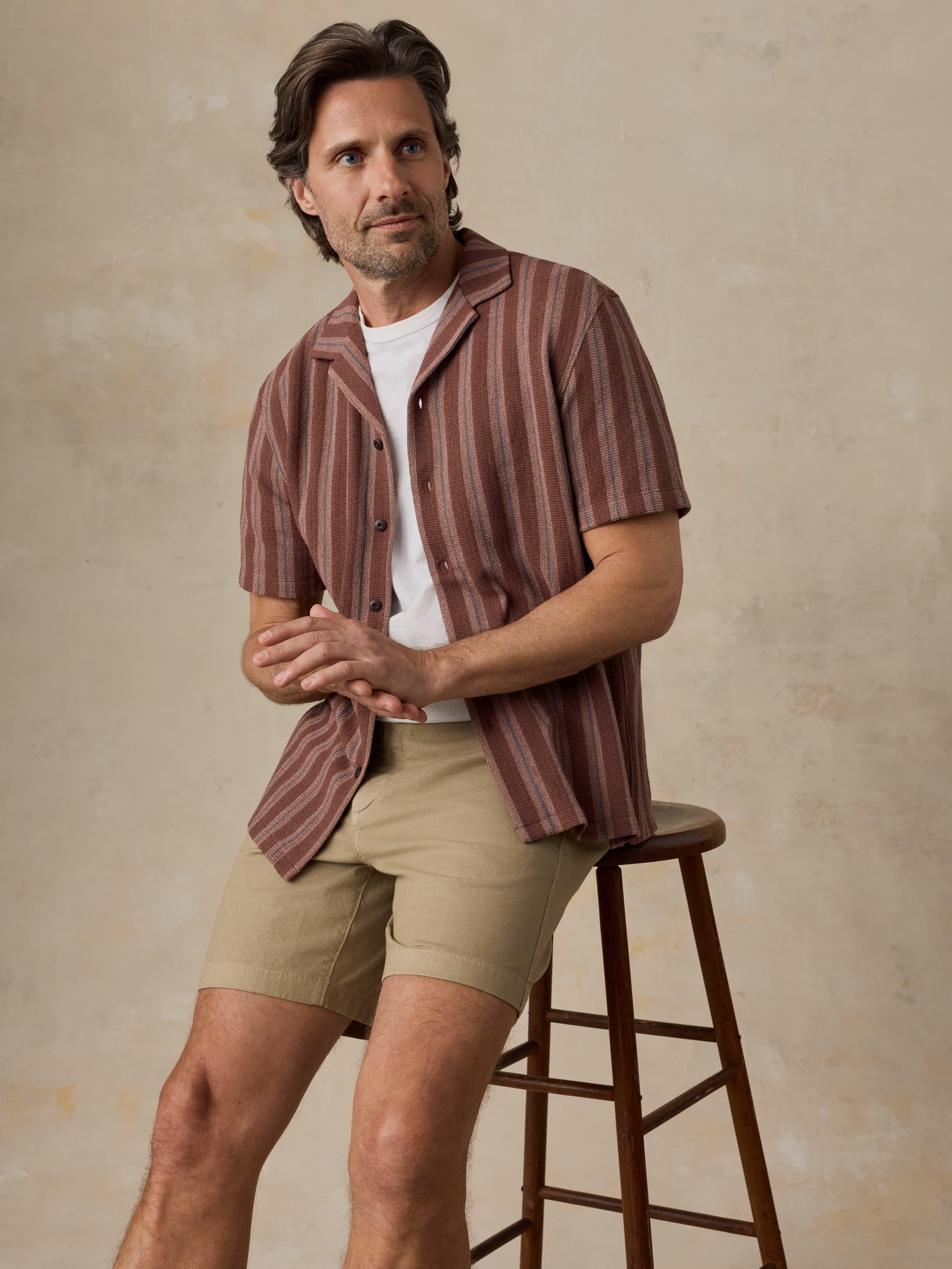 khaki & chino dress shorts men Ash & Erie Classic Khaki Stretch Washed Chino Short for Short Men