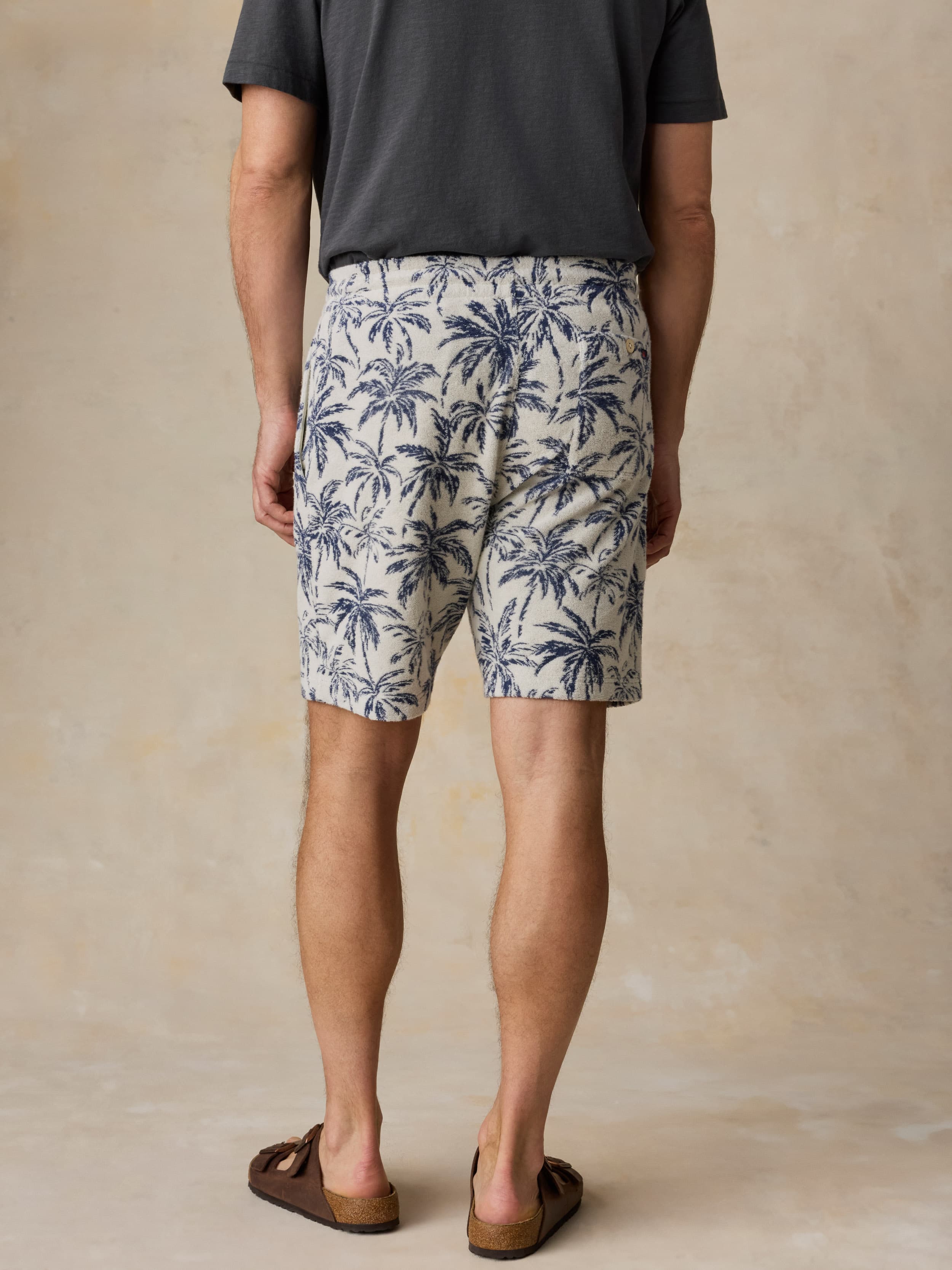 Cabana Towel Terry Sweatshort - Ivory Tropic Trees | Faherty Brand