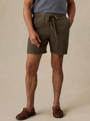 Essential Linen Short (6.5") - Dark Palm