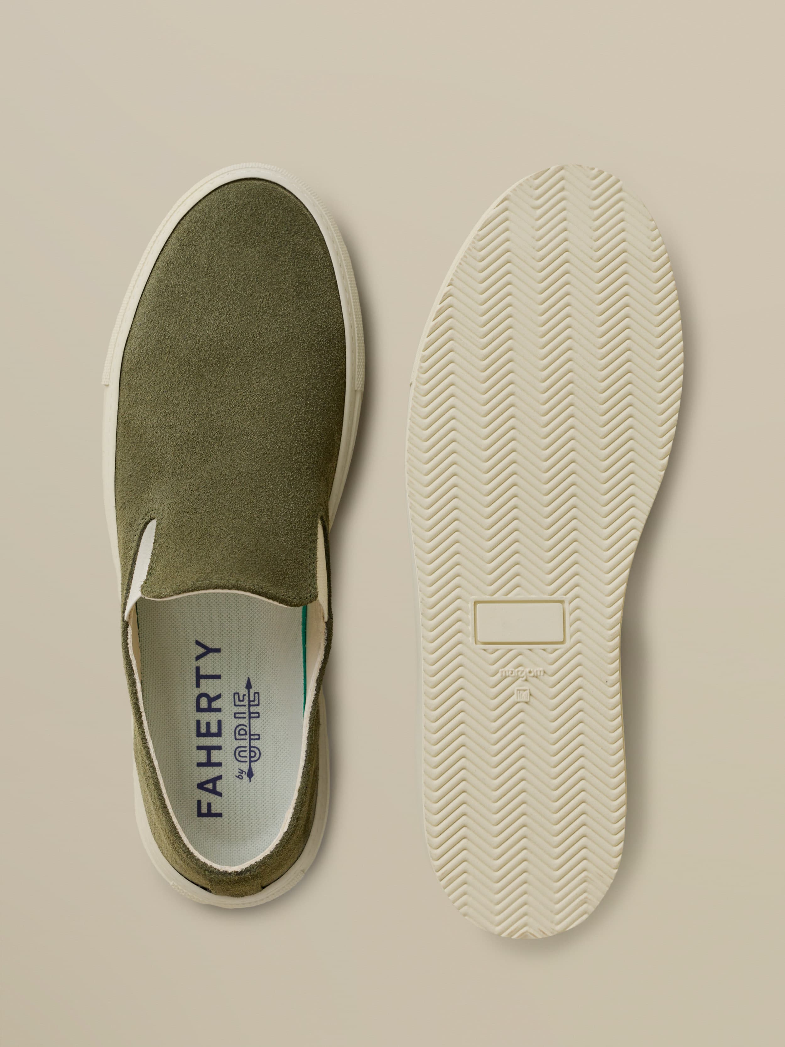  | Faherty X Opie Way Slip On Sneaker - Olive | Faherty Brand