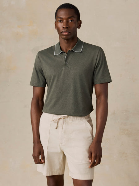 Short-Sleeve Movement Pique Polo - Tropics Olive Melange | Faherty