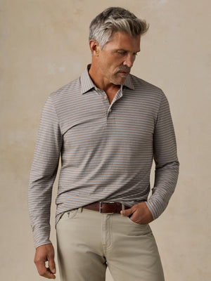Long-Sleeve Movement Polo - Cedar Waters Stripe