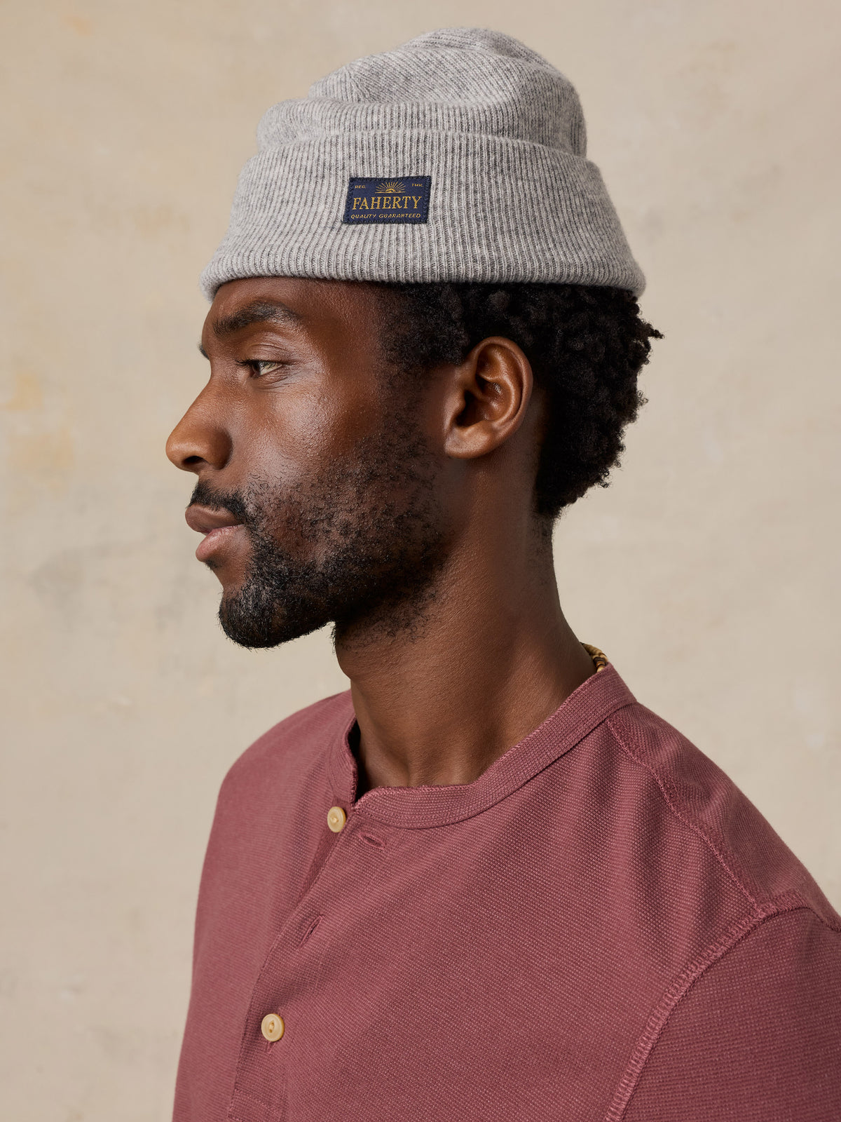 Long-Sleeve Waffle Henley - Autumn Mahogany, image 6 of 6