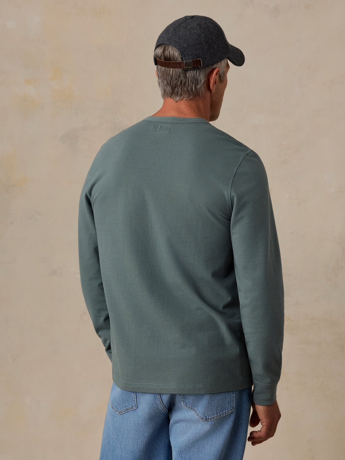 Long-Sleeve Waffle Henley - Forest Pine, image 4 of 6