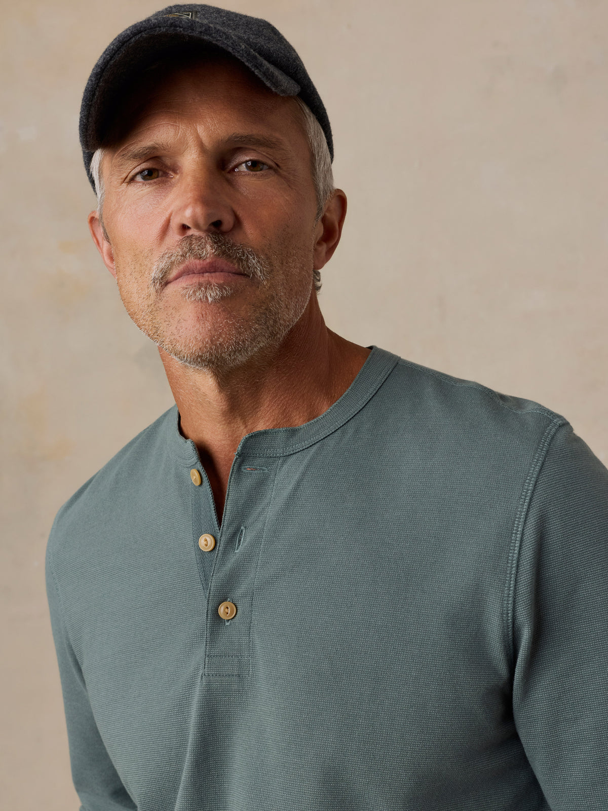 Long-Sleeve Waffle Henley - Forest Pine, image 3 of 6