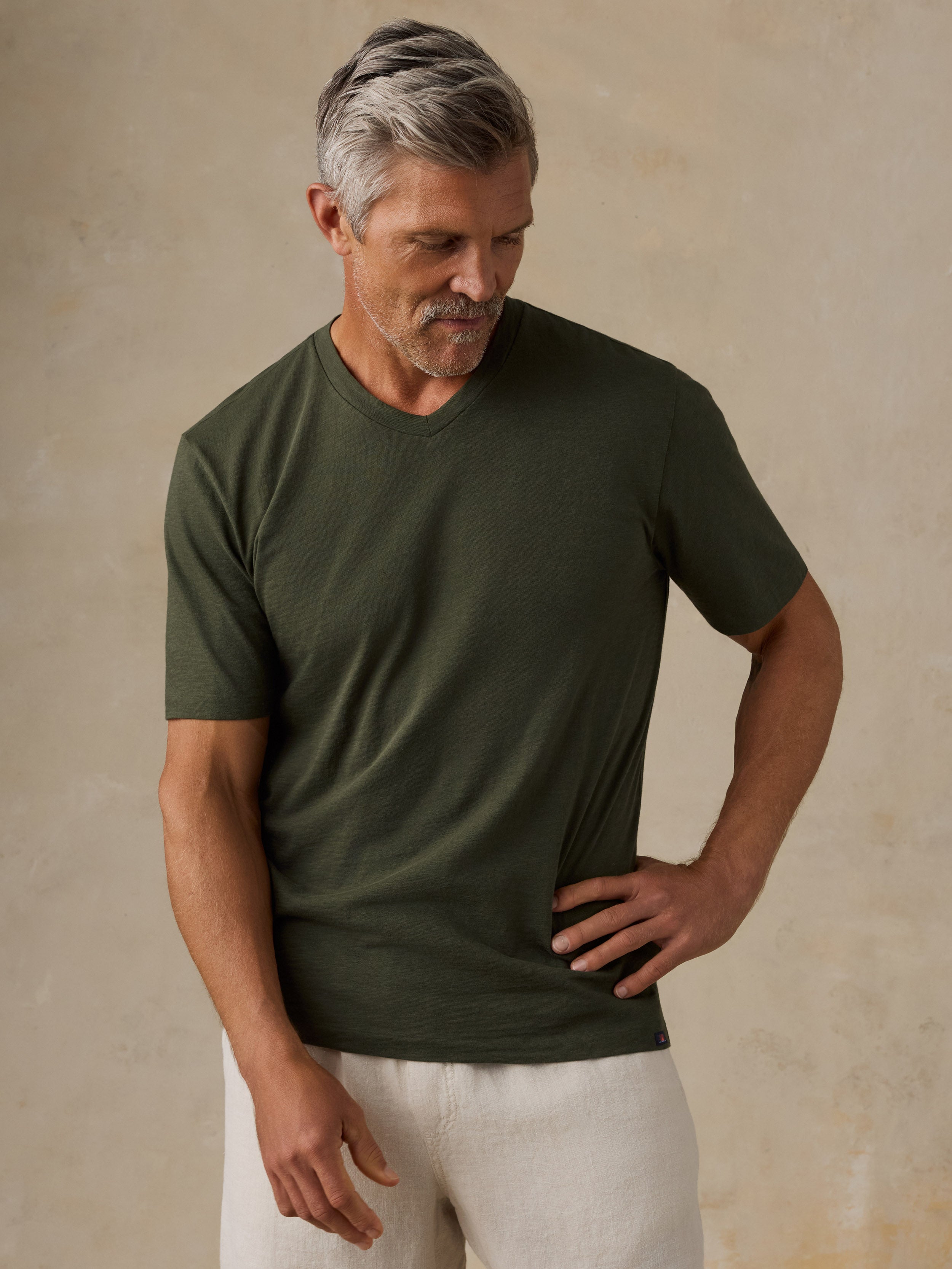 Short-Sleeve Sunwashed Regenerative V-Neck Tee - Forest Grove