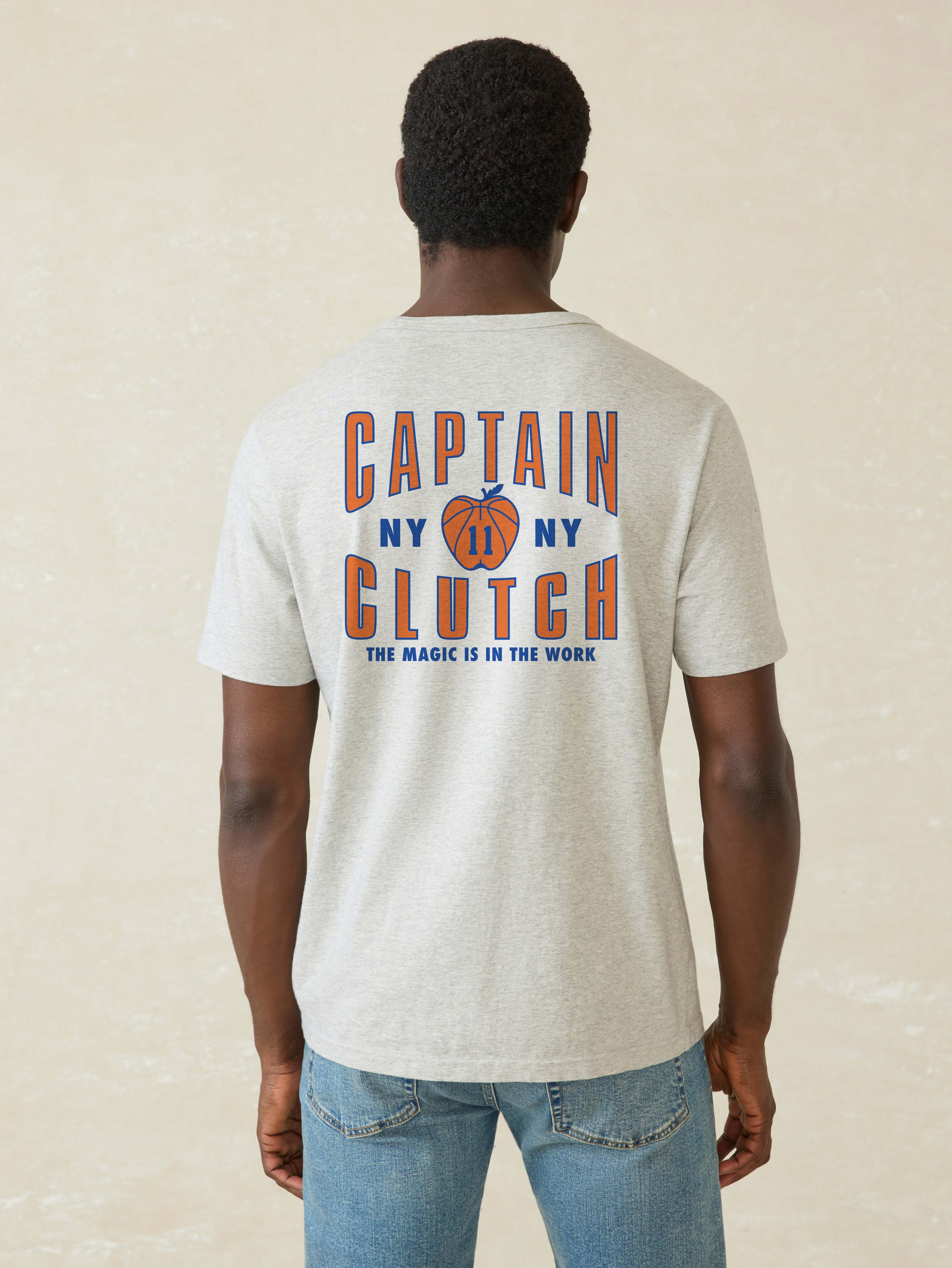 Jalen Brunson x Captain Clutch Sunwashed Pocket Tee - Granite Heather