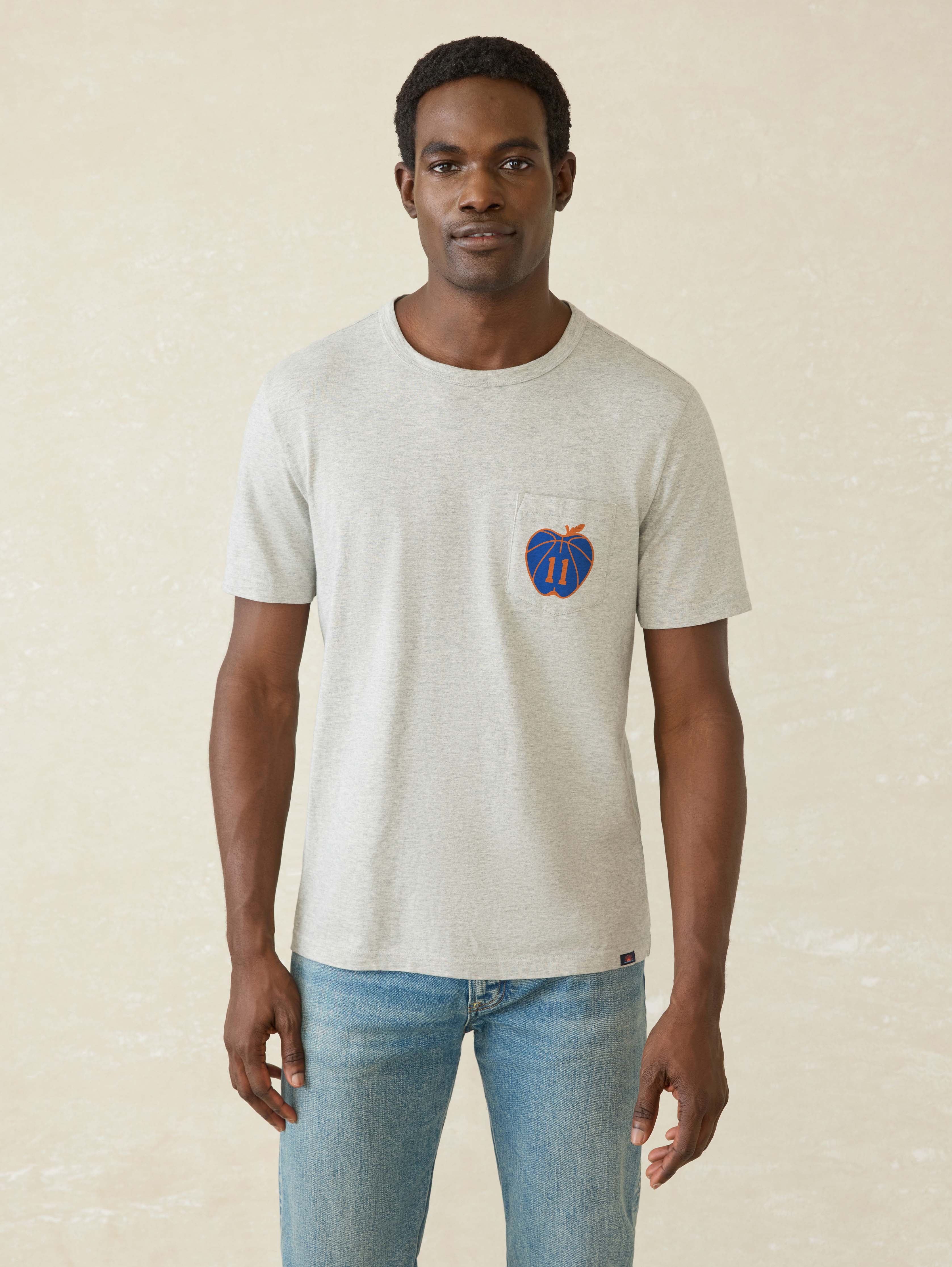 Jalen Brunson x Captain Clutch Sunwashed Pocket Tee - Granite Heather