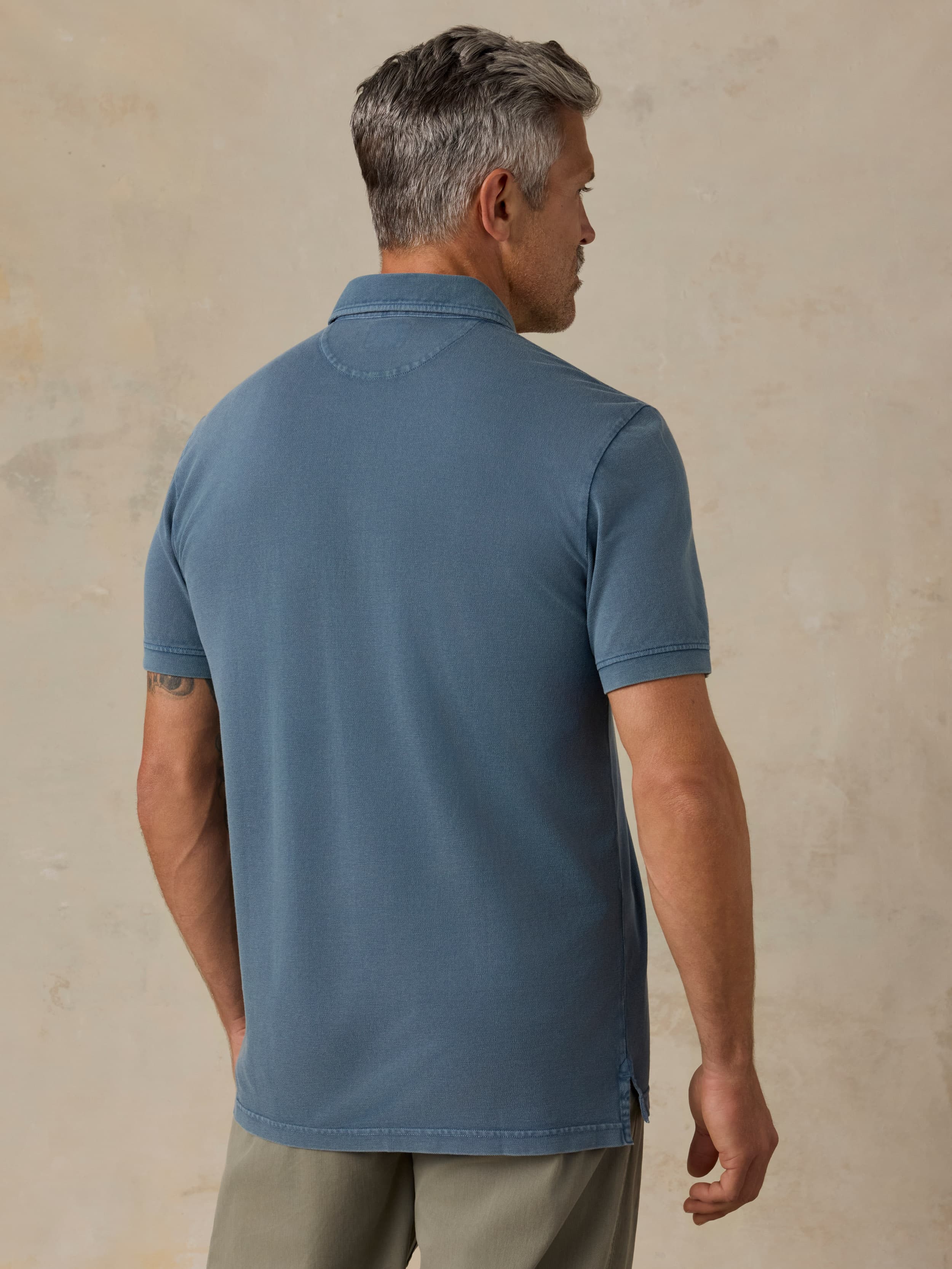 Short-Sleeve Sunwashed Pique Polo - Aqua Ocean | Faherty Brand