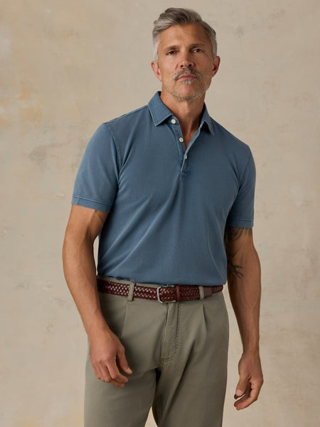 Short-Sleeve Sunwashed Pique Polo - Aqua Ocean | Faherty Brand