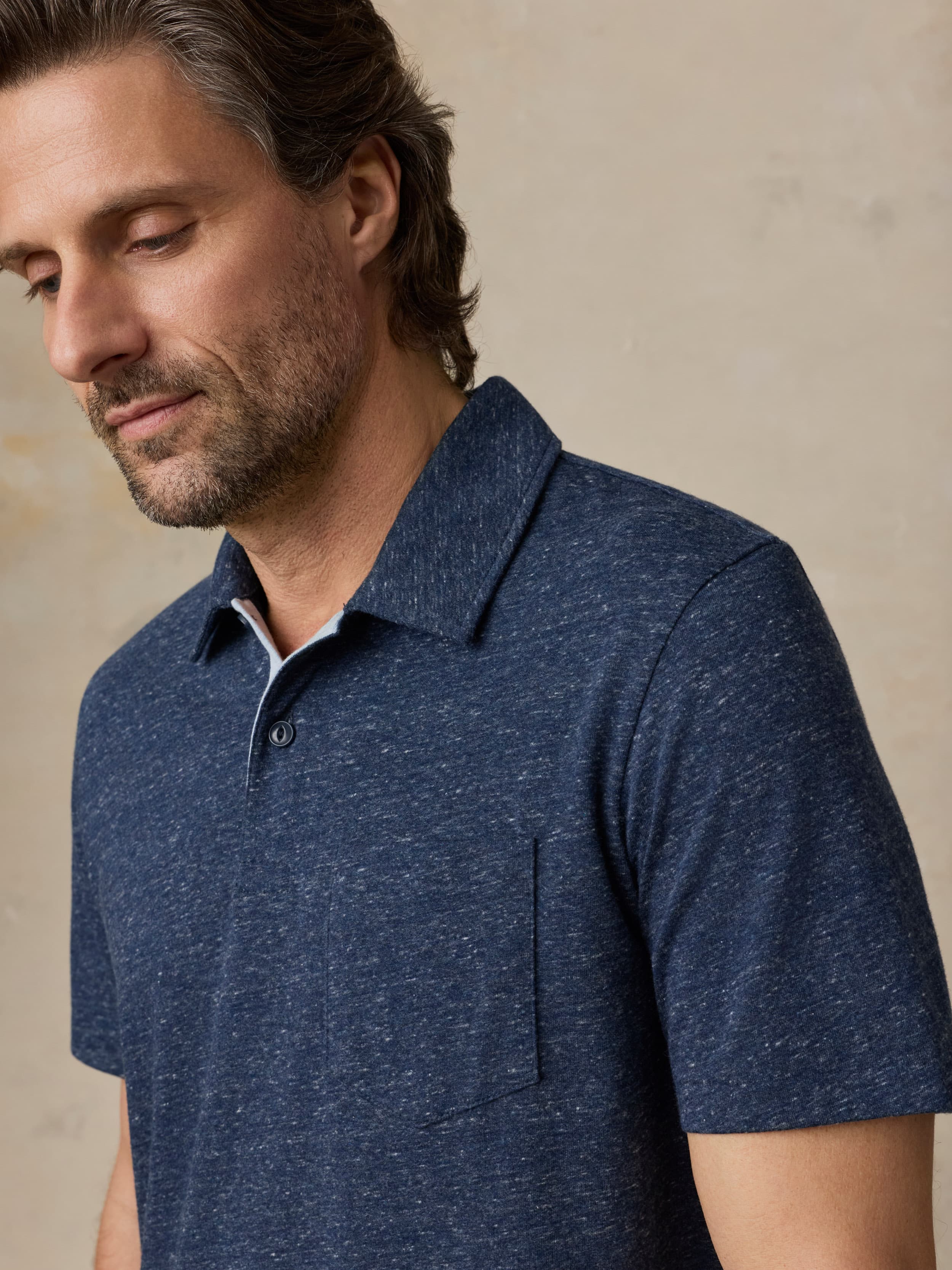  | Short-Sleeve Breeze Polo - Midnight Skies Heather | Faherty Brand