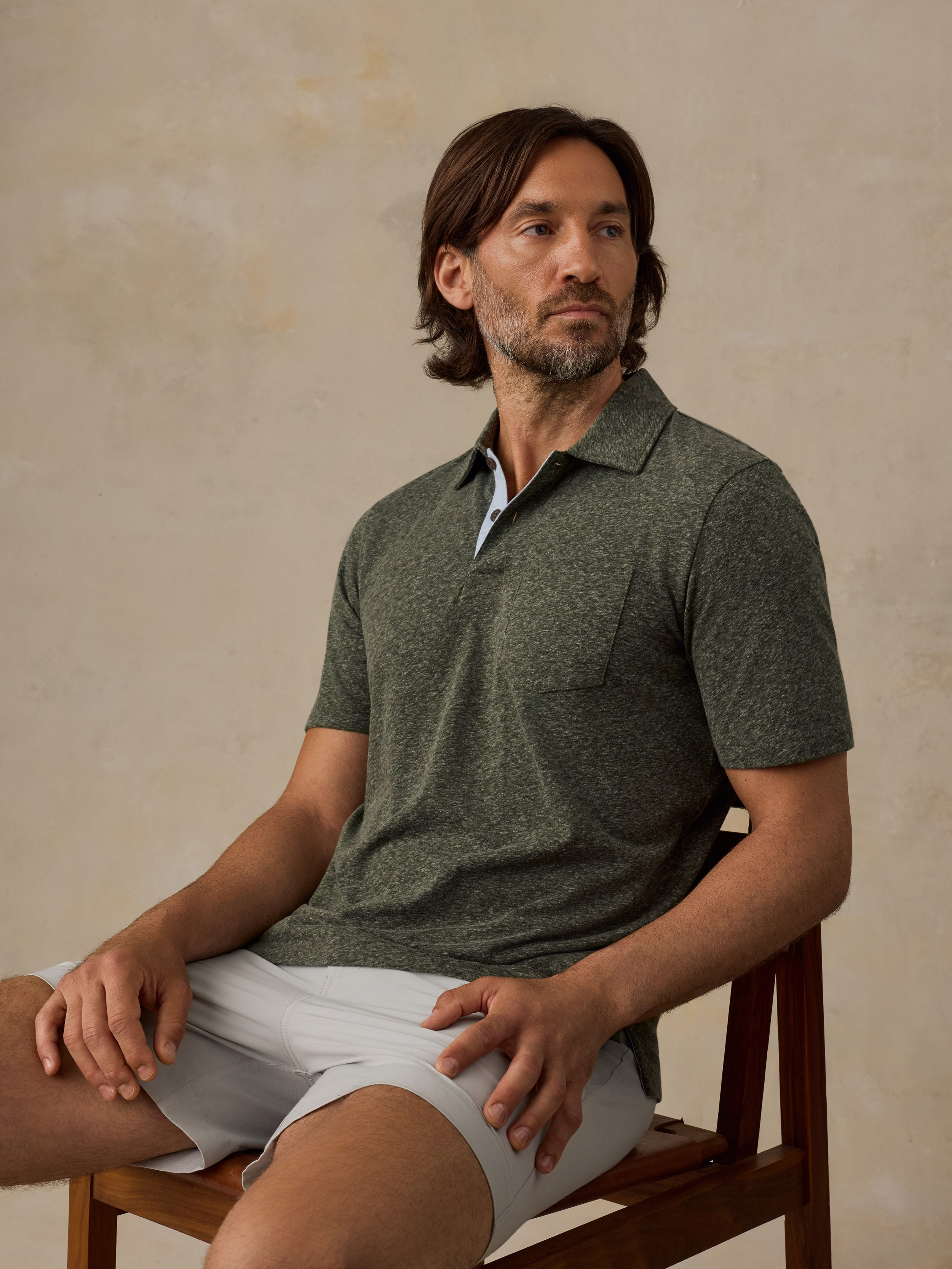 Short-Sleeve Breeze Polo - Olive Cliff Heather | Faherty Brand