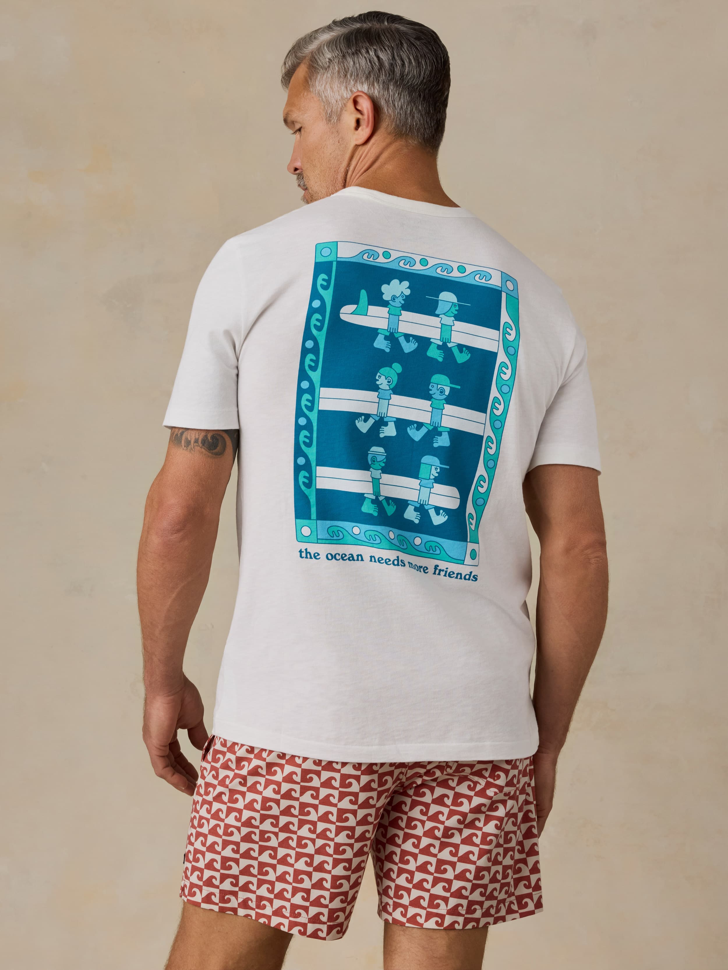 Faherty x Surfrider Sunwashed Regenerative Tee - White | Faherty Brand