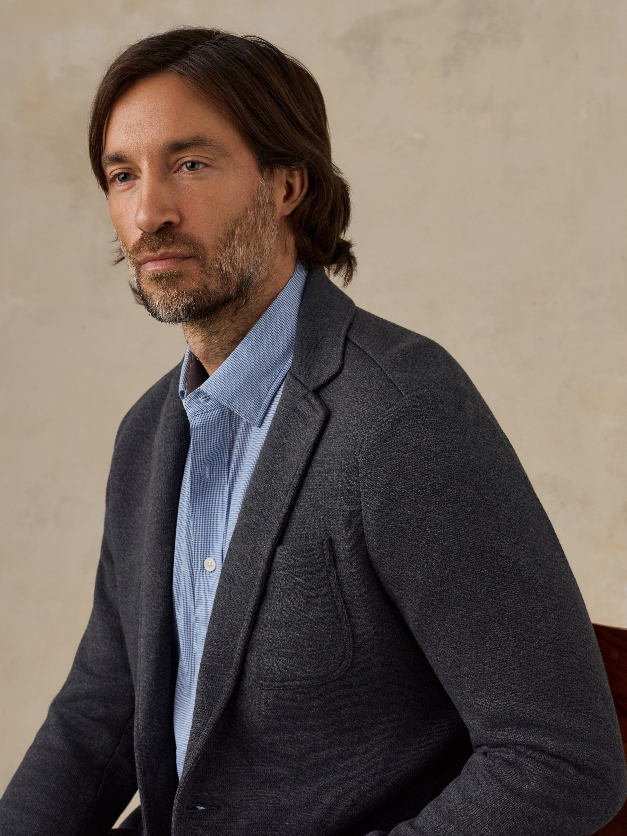 Faherty Inlet Knit Blazer: Black Sky Melange XL