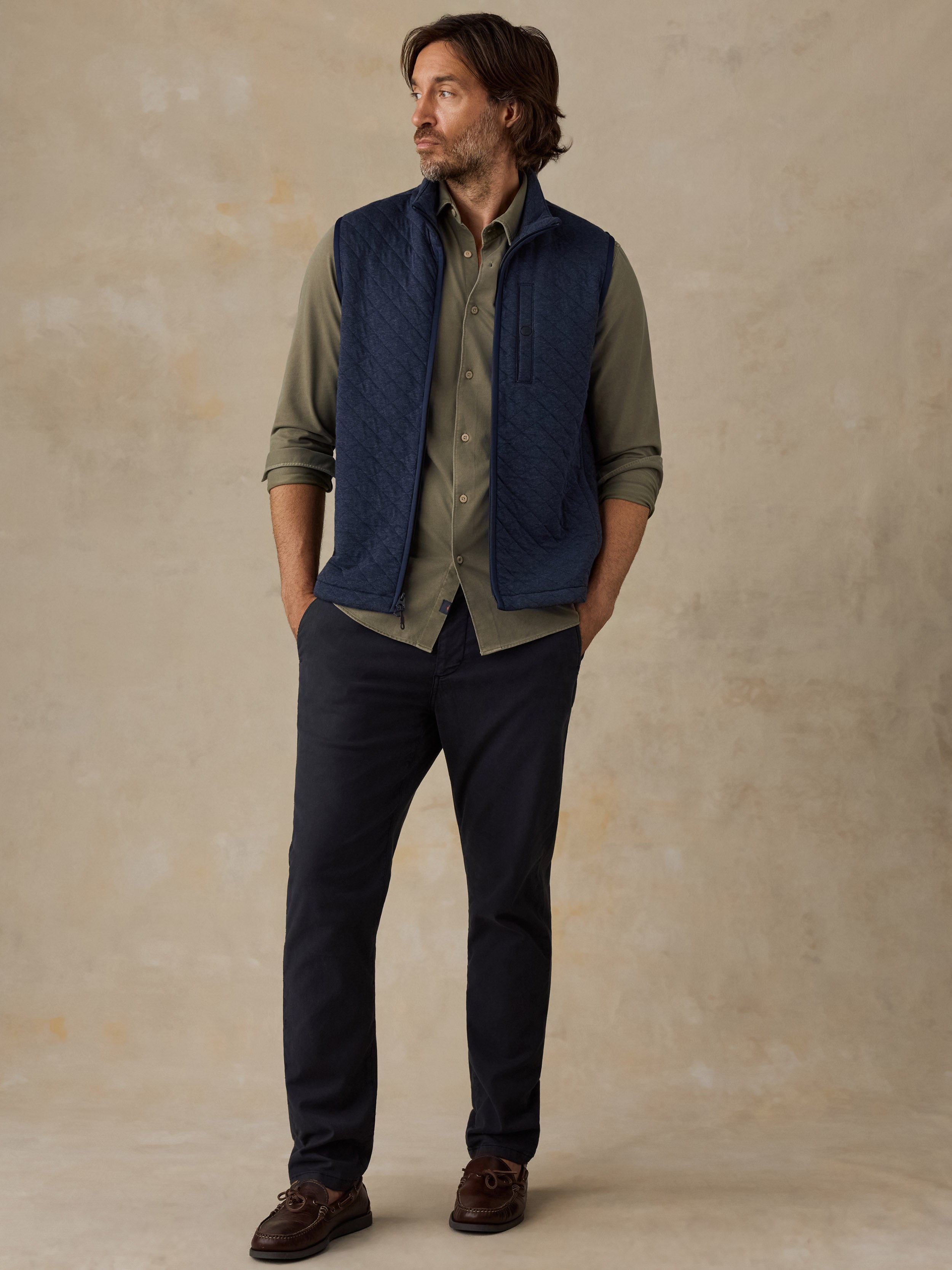 Epic Quilted Fleece Vest - Navy Melange | Faherty Brand