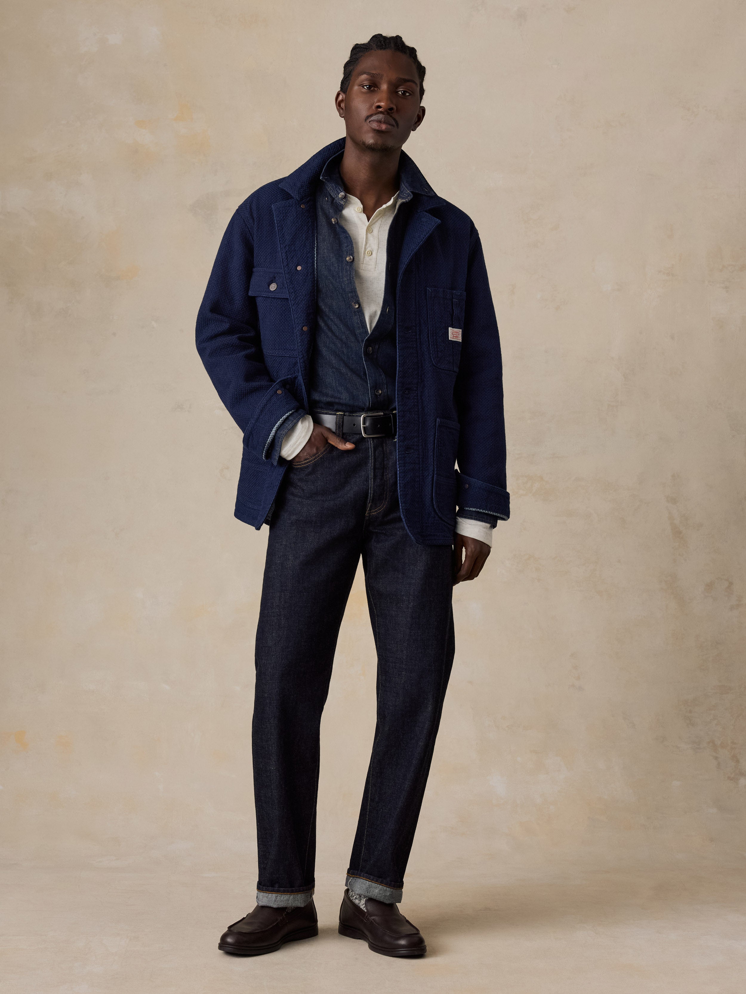 Indigo Sashiko Chore Jacket - Dark Indigo | Faherty Brand