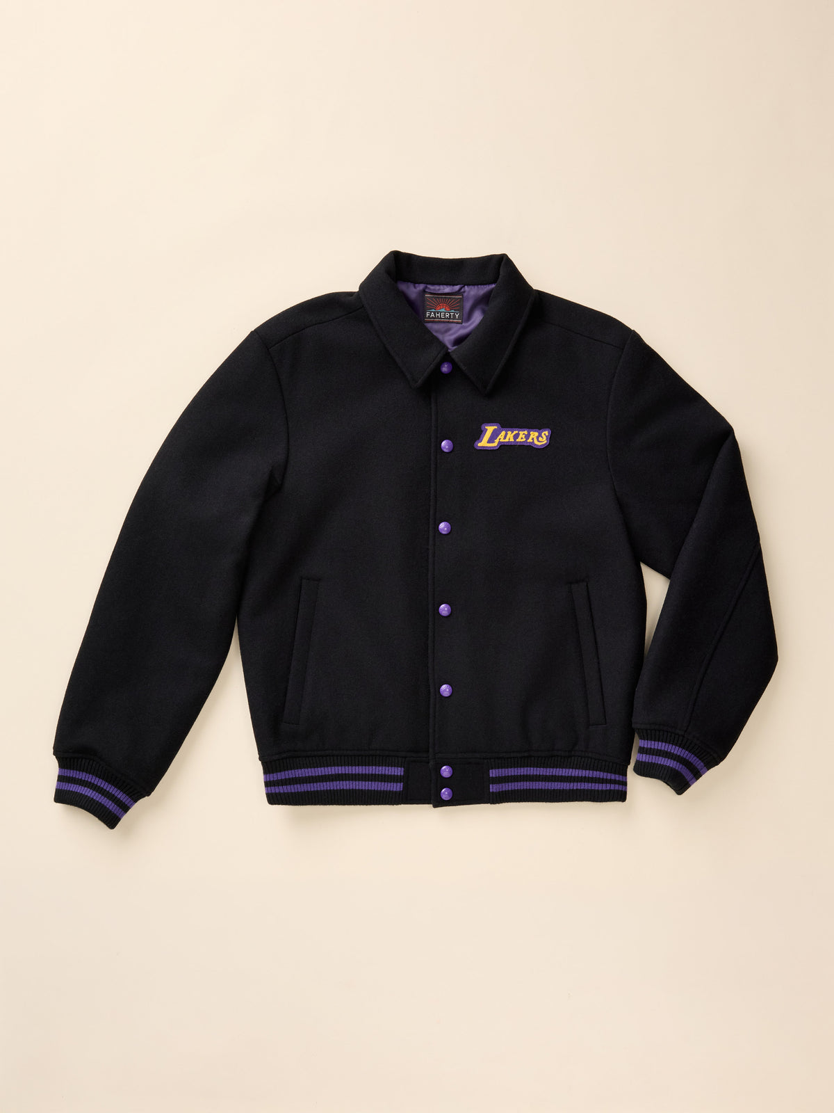 A black LA Lakers varsity jacket , image 7 of 8
