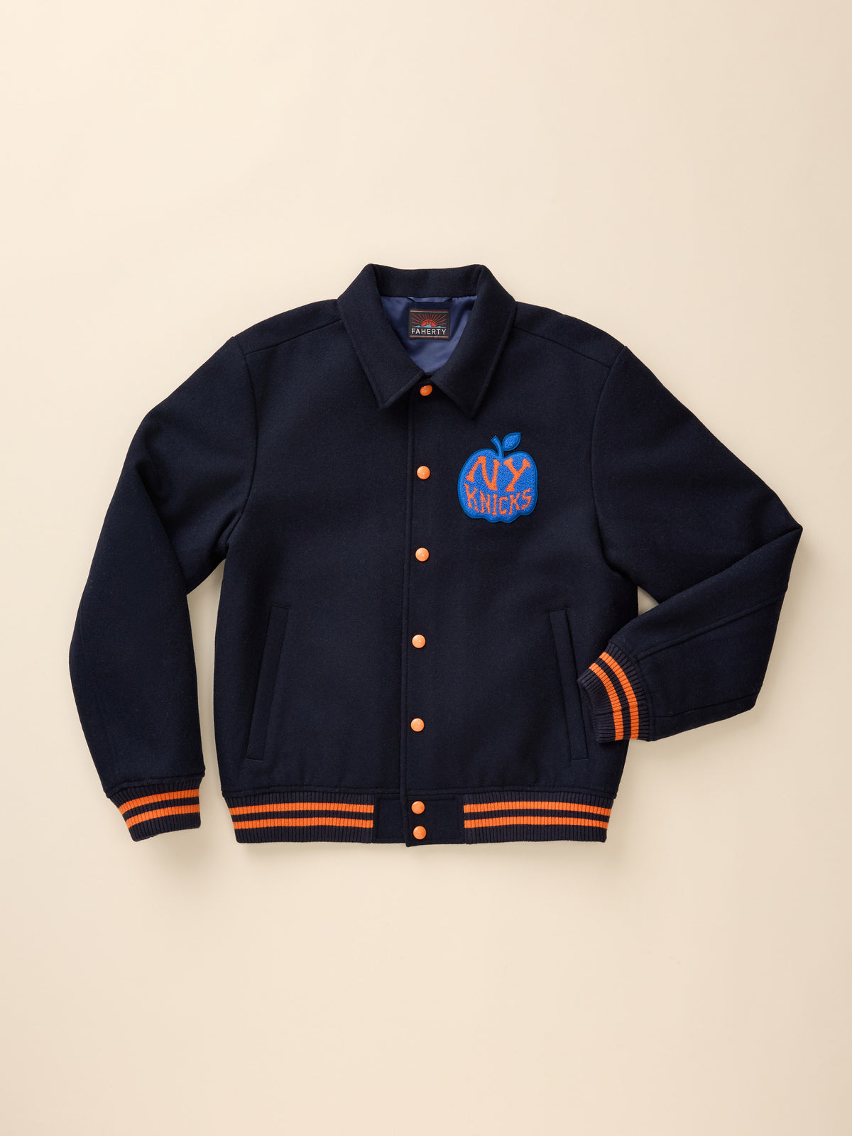 A navy NY Knicks varsity jacket, image 7 of 8