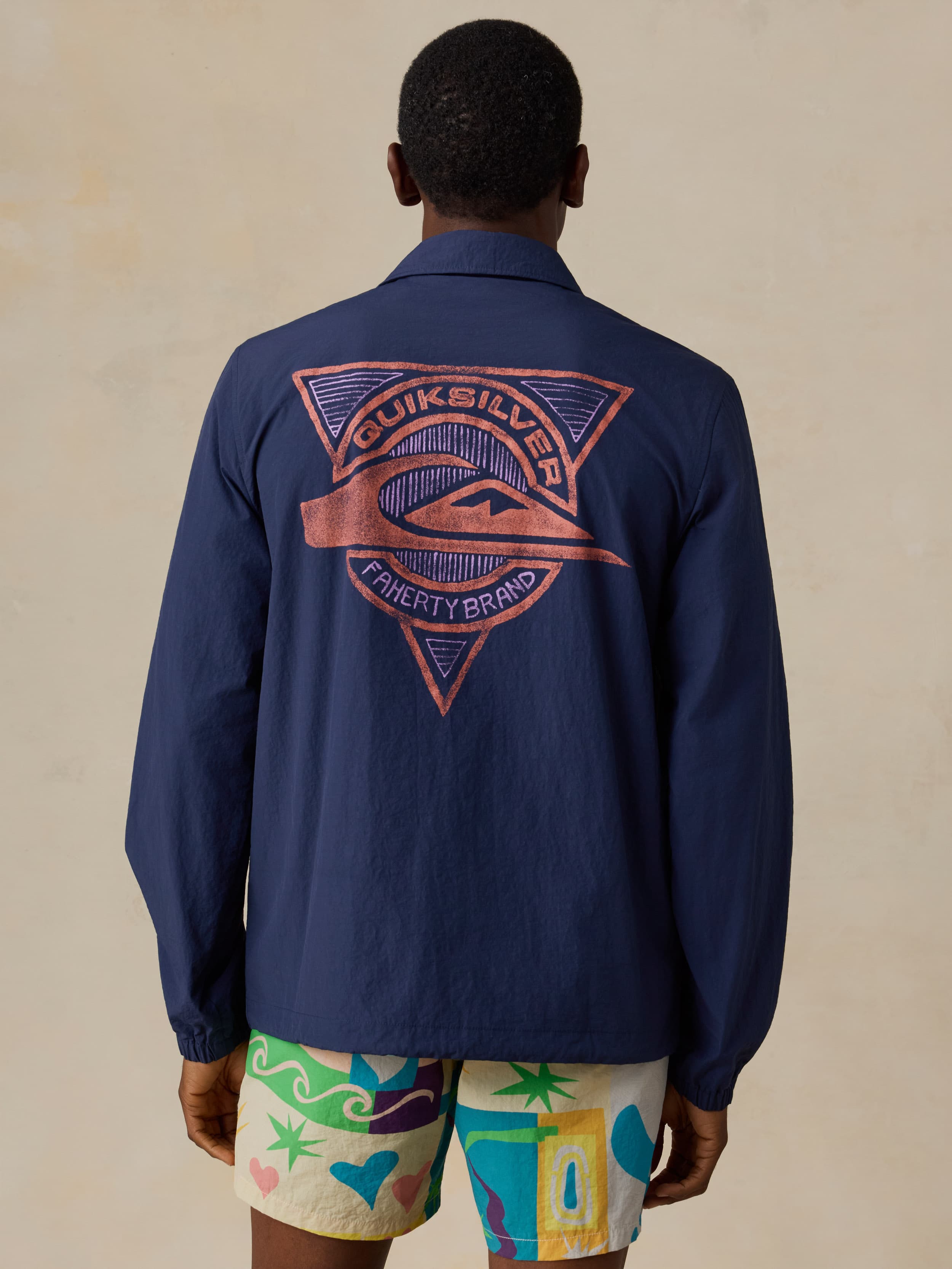Faherty x Quiksilver Coaches Jacket - Huntington Navy | Faherty Brand