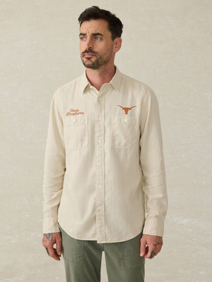 University of Texas Tried And True Chambray Workshirt - Coastal Cream