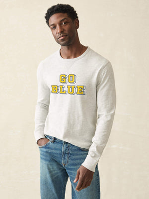 University of Michigan Sunwashed Slub Crew - Light Grey Heather