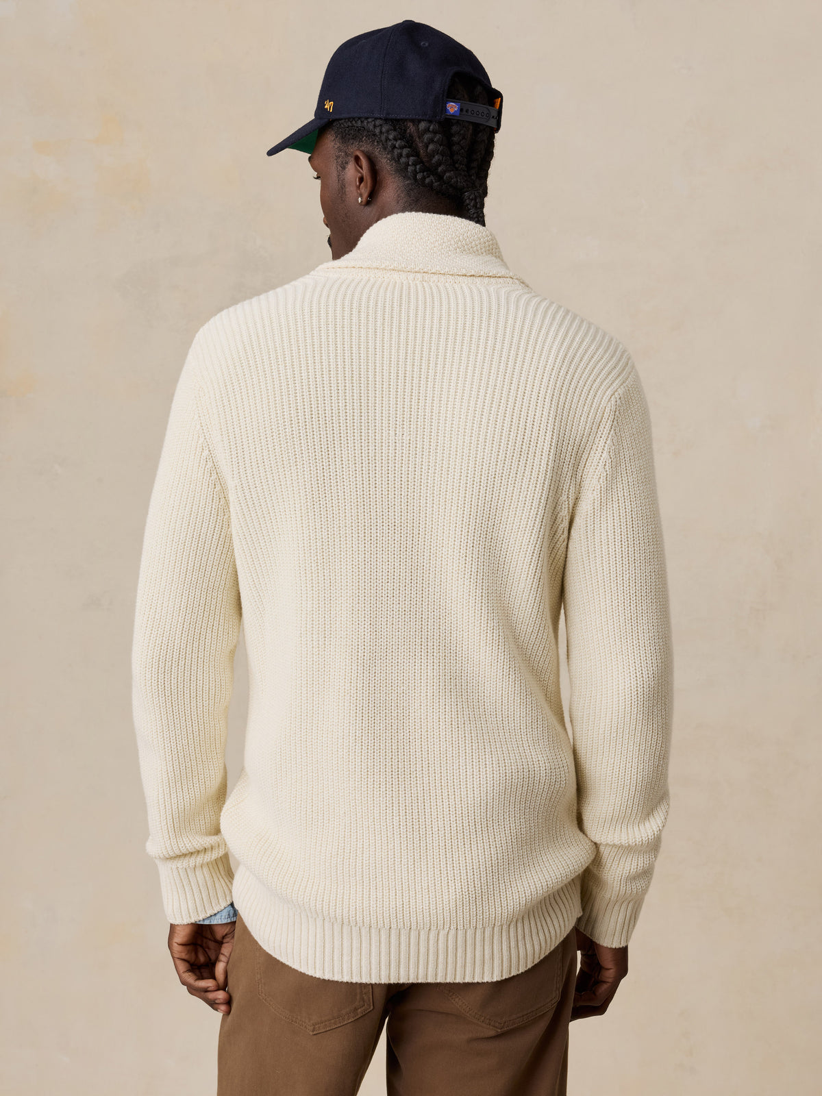 NY Knicks Marled Cotton Cardigan - Ivory, image 3 of 7