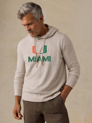 University of Miami Sunwashed Organic Hoodie - Oat Plains Heather