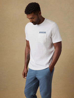 University of Connecticut Sunwashed Regenerative Pocket Tee - White