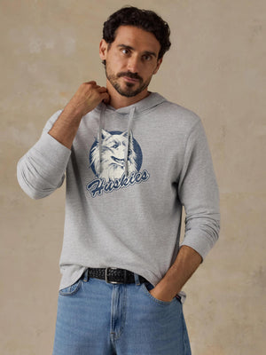 University of Connecticut Sunwashed Organic Hoodie - Light Grey Heather