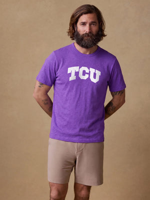 Texas Christian University Sunwashed Regenerative Tee - Mountain Grape