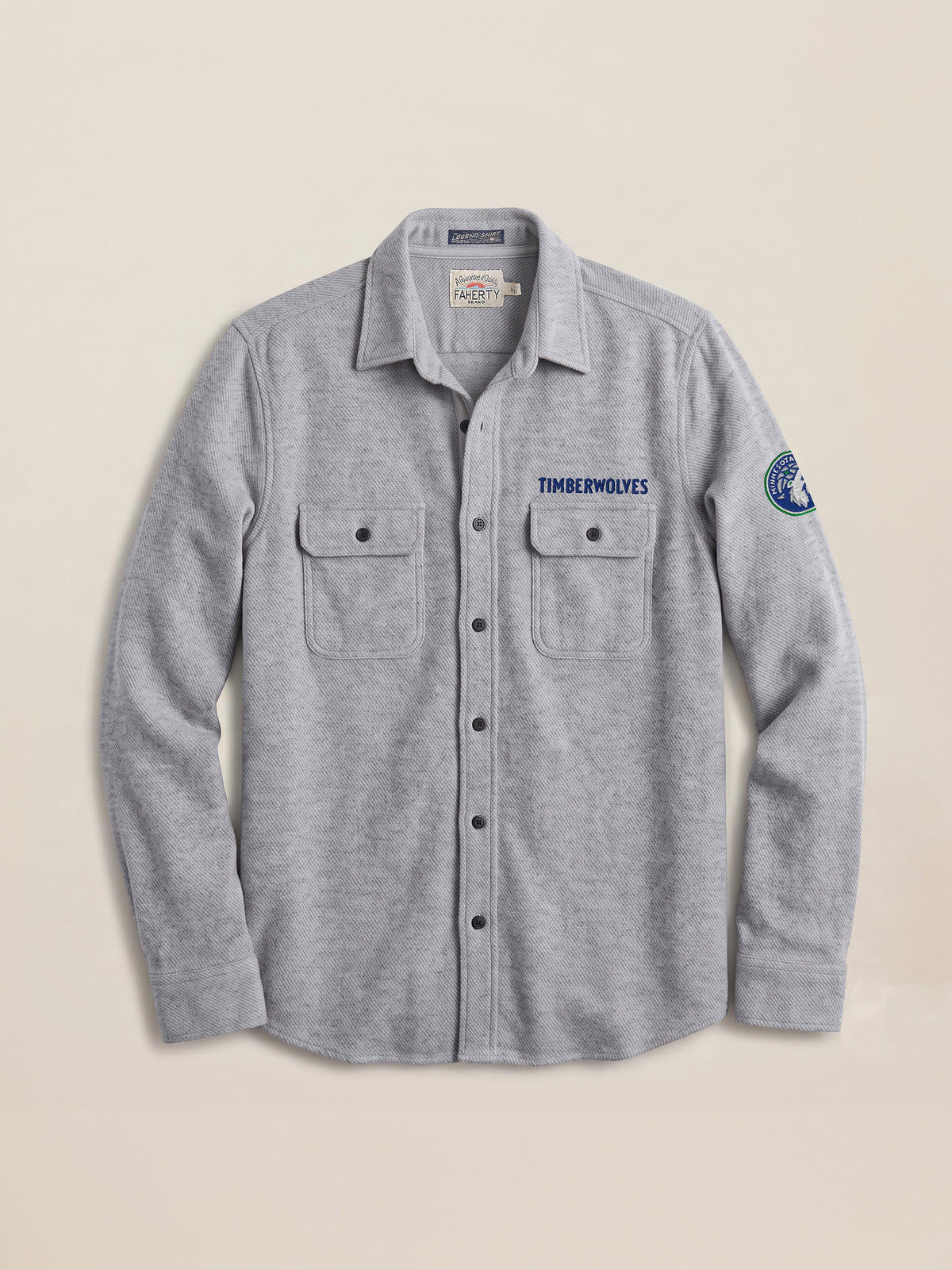 A grey Minnesota Timberwolves button up shirt, image 2 of 2