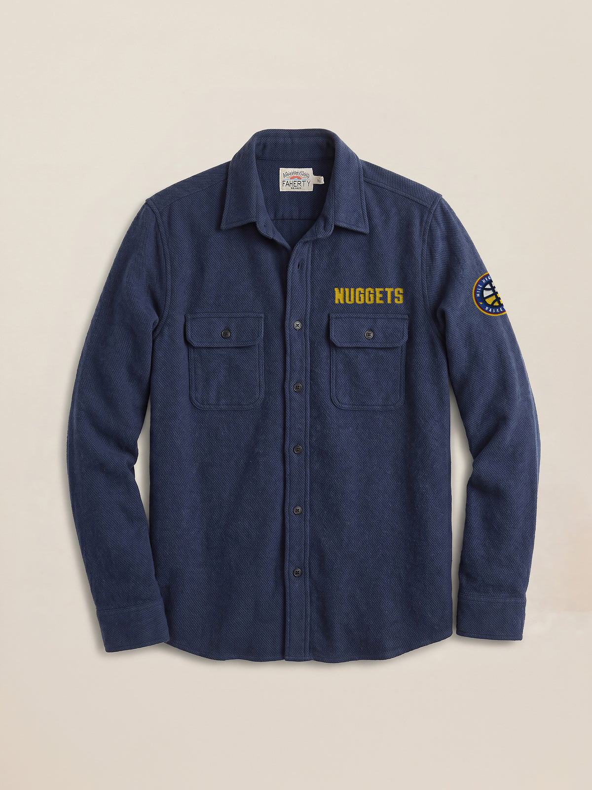 A blue Denver Nuggets button up shirt, image 2 of 2