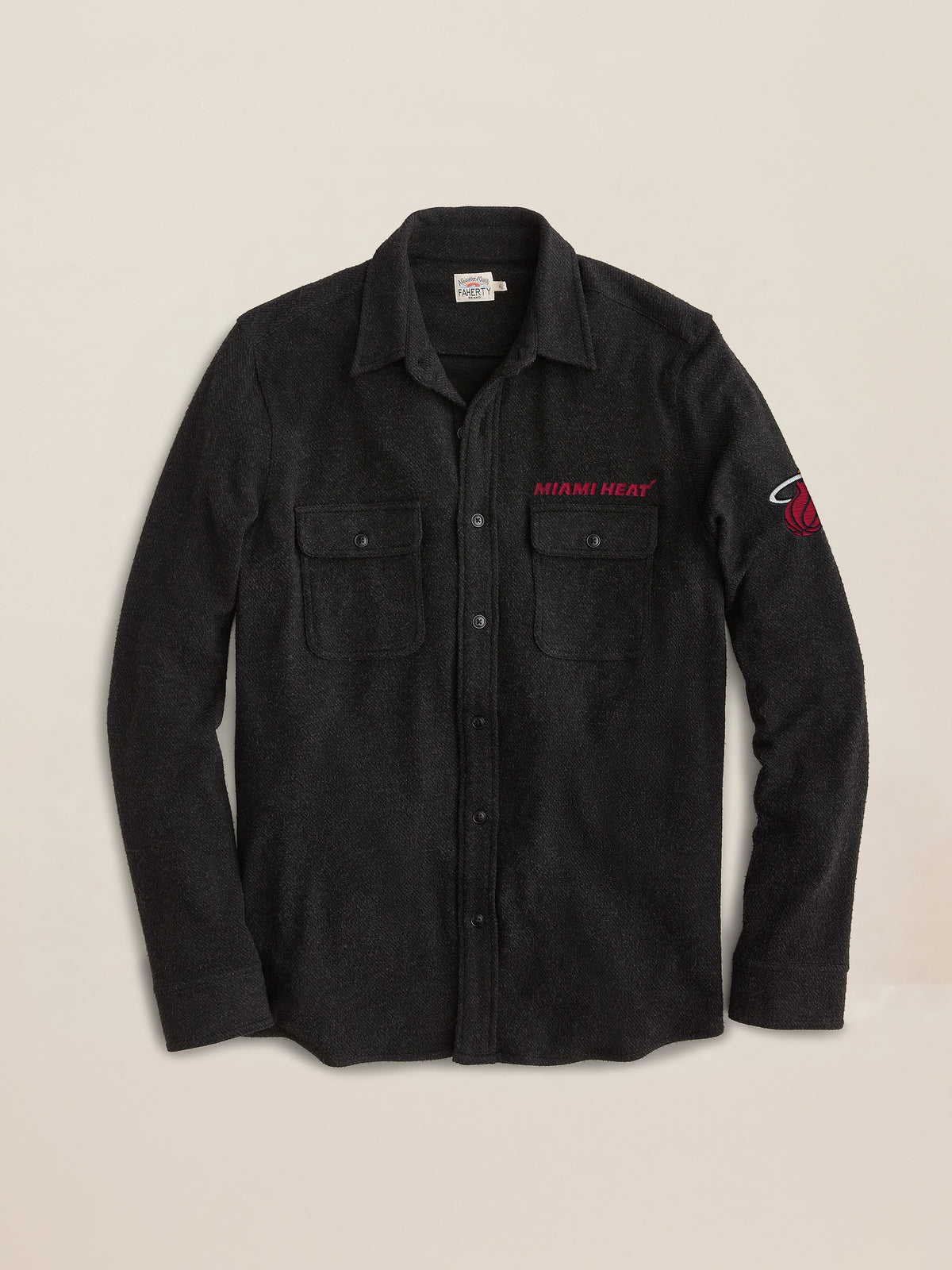 A black Miami Heat button down shirt, image 2 of 2