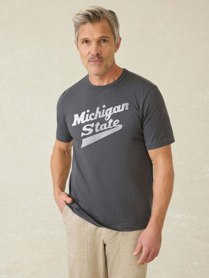 Michigan State Sunwashed Regenerative Tee - Graphite