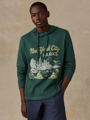 Faherty x Parks Project NYC Parks Sunwashed Organic Hoodie - Forest