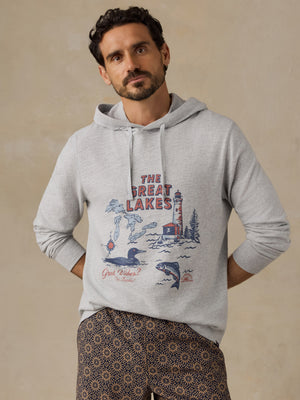 Faherty x Parks Project Great Lakes Sunwashed Organic Hoodie - Light Grey Heather