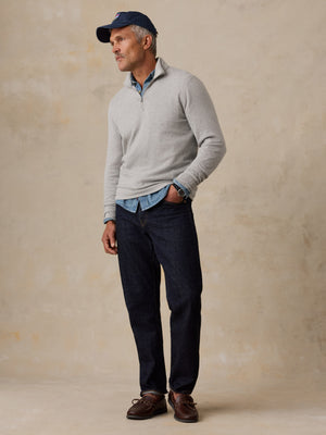 Legend Sweater Quarter Zip - Grey Plains Herringbone
