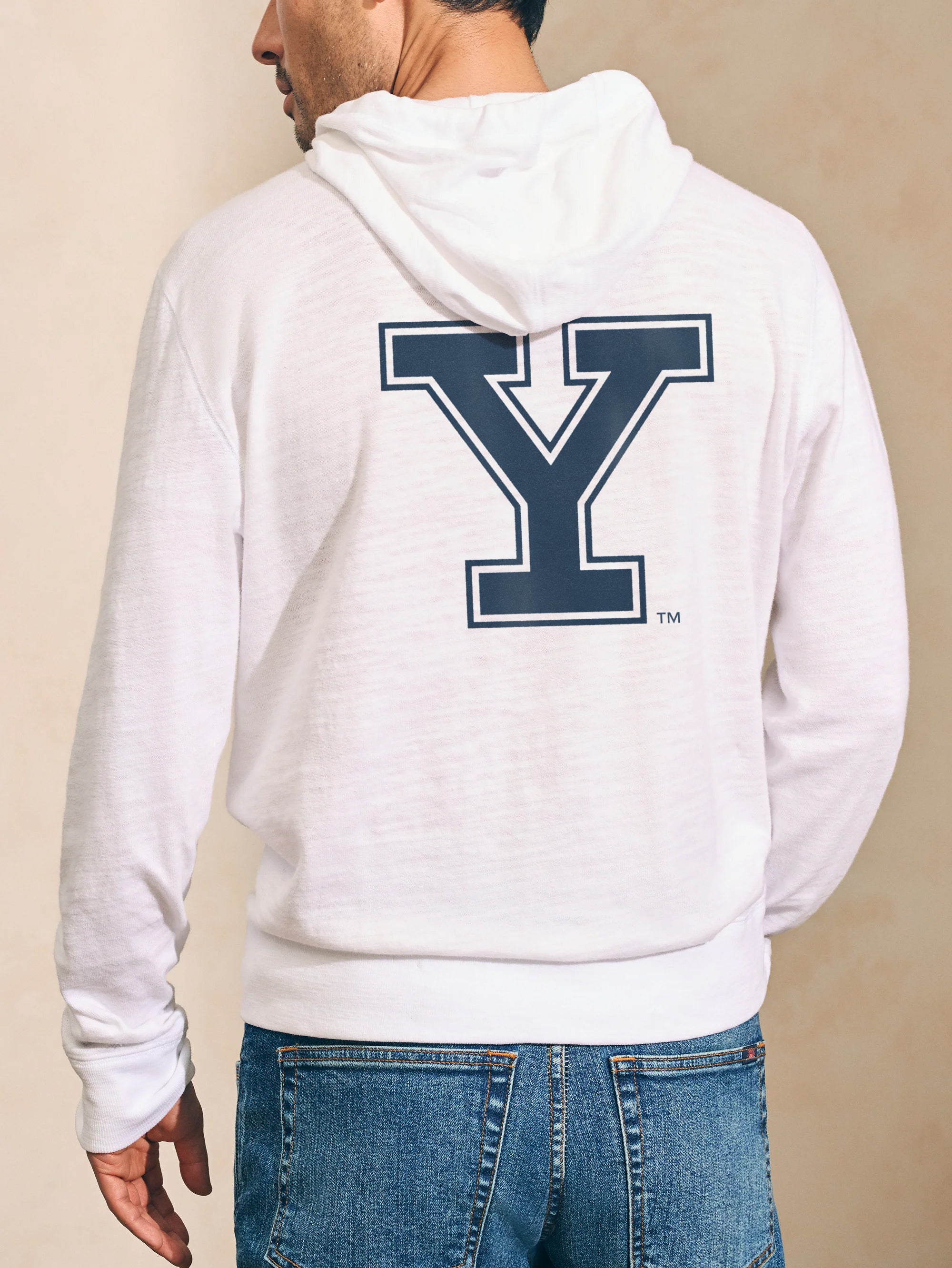 Yale Sunwashed Slub Hoodie - White