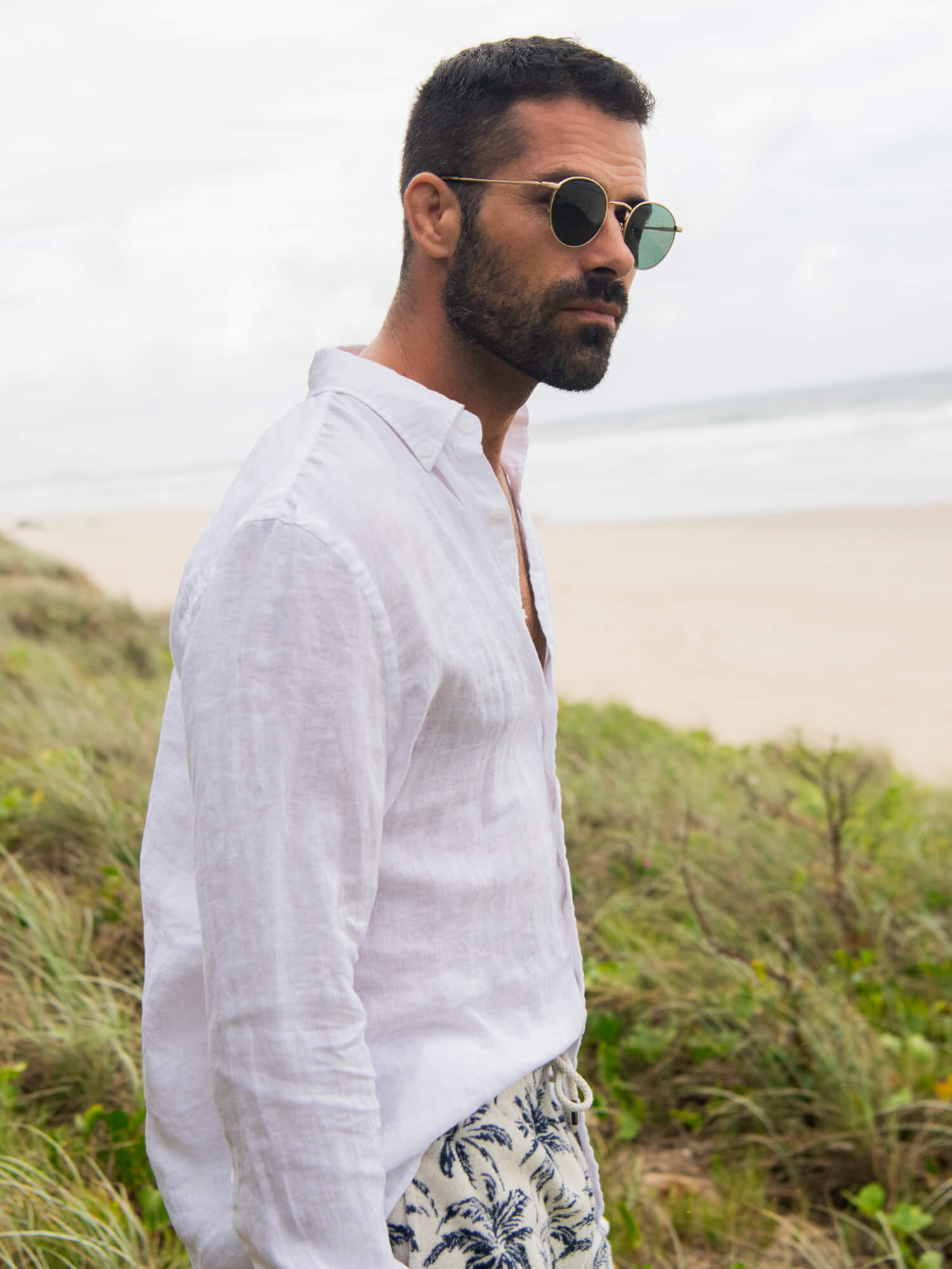 Faherty Men's Laguna Linen Shirt - White, Small Faherty Men's Laguna Linen Shirt - White, Small