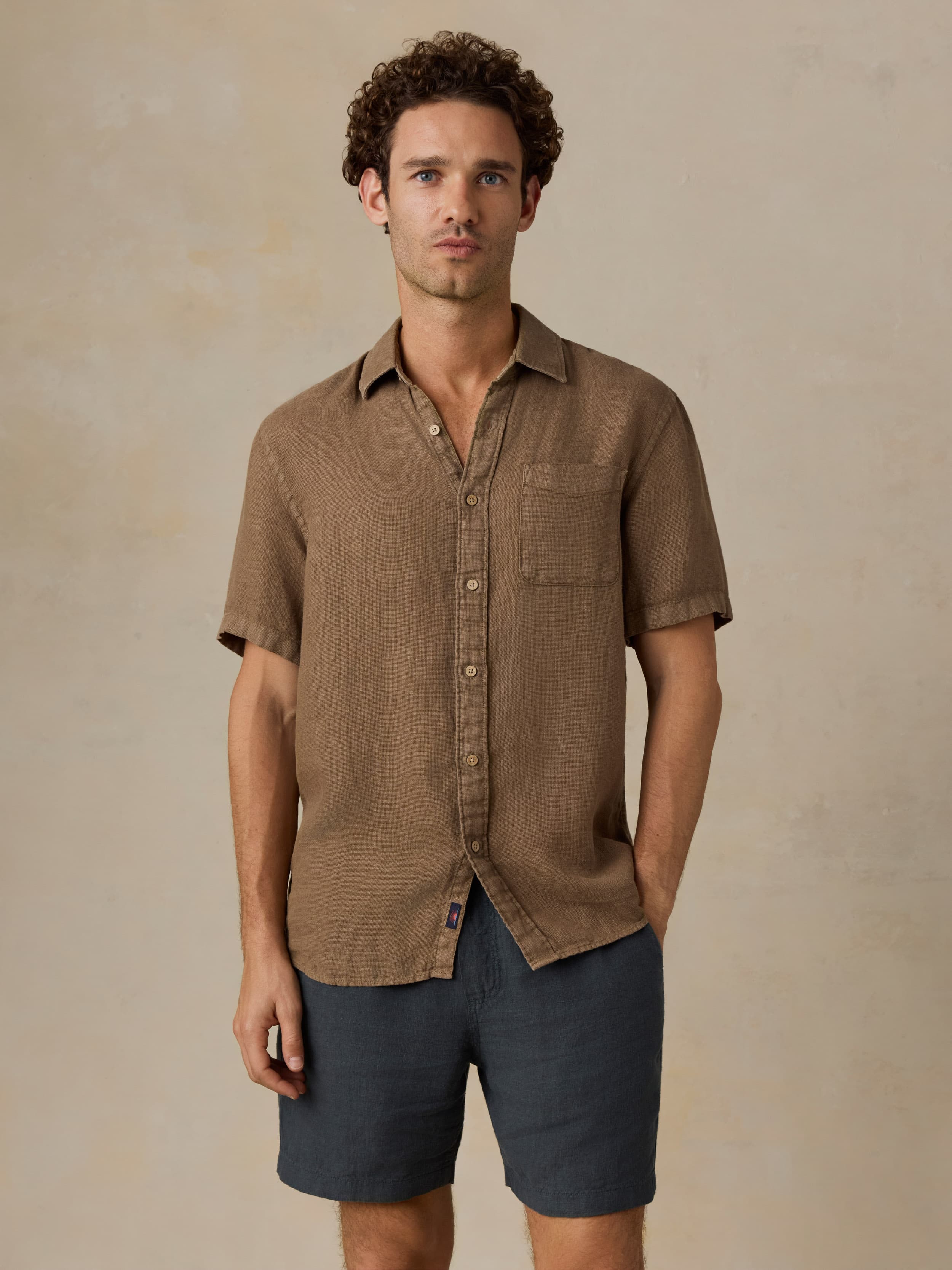 Short-Sleeve Palma Linen Shirt - Island Brown