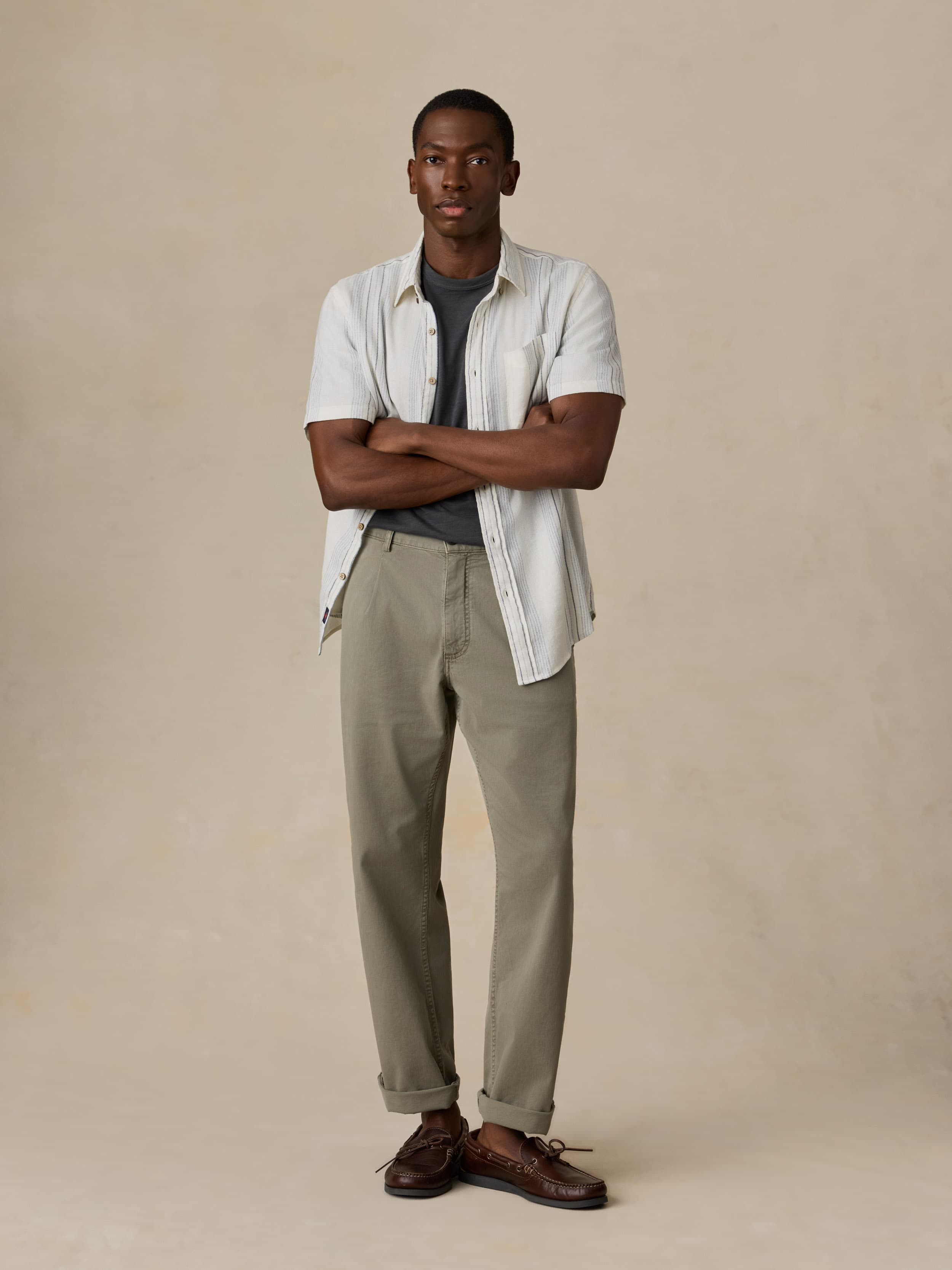 Short-Sleeve Breeze Shirt - River Shore Stripe | Faherty Brand
