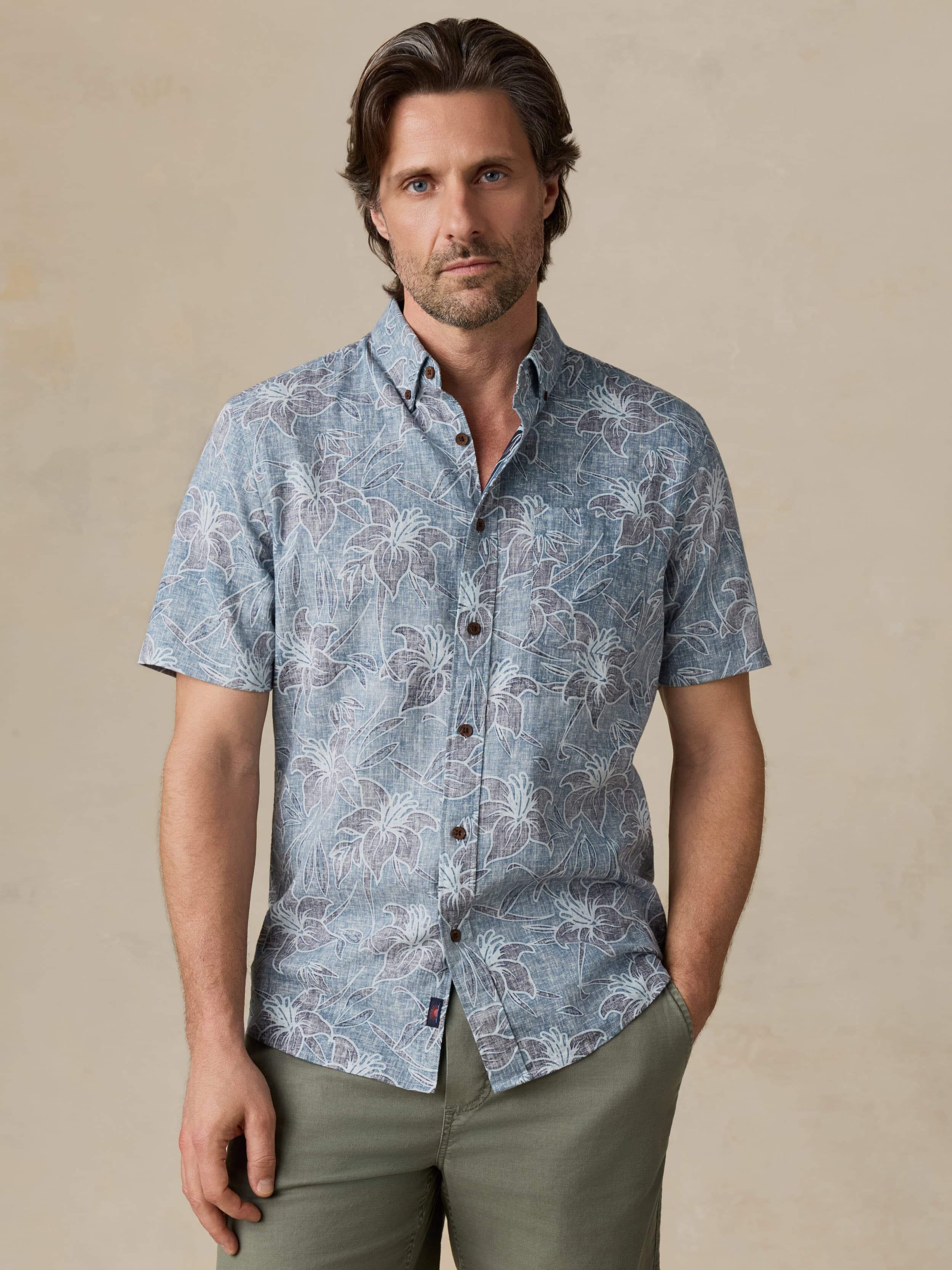 Short-Sleeve Breeze Shirt - Stormy Sea Lotus | Faherty Brand